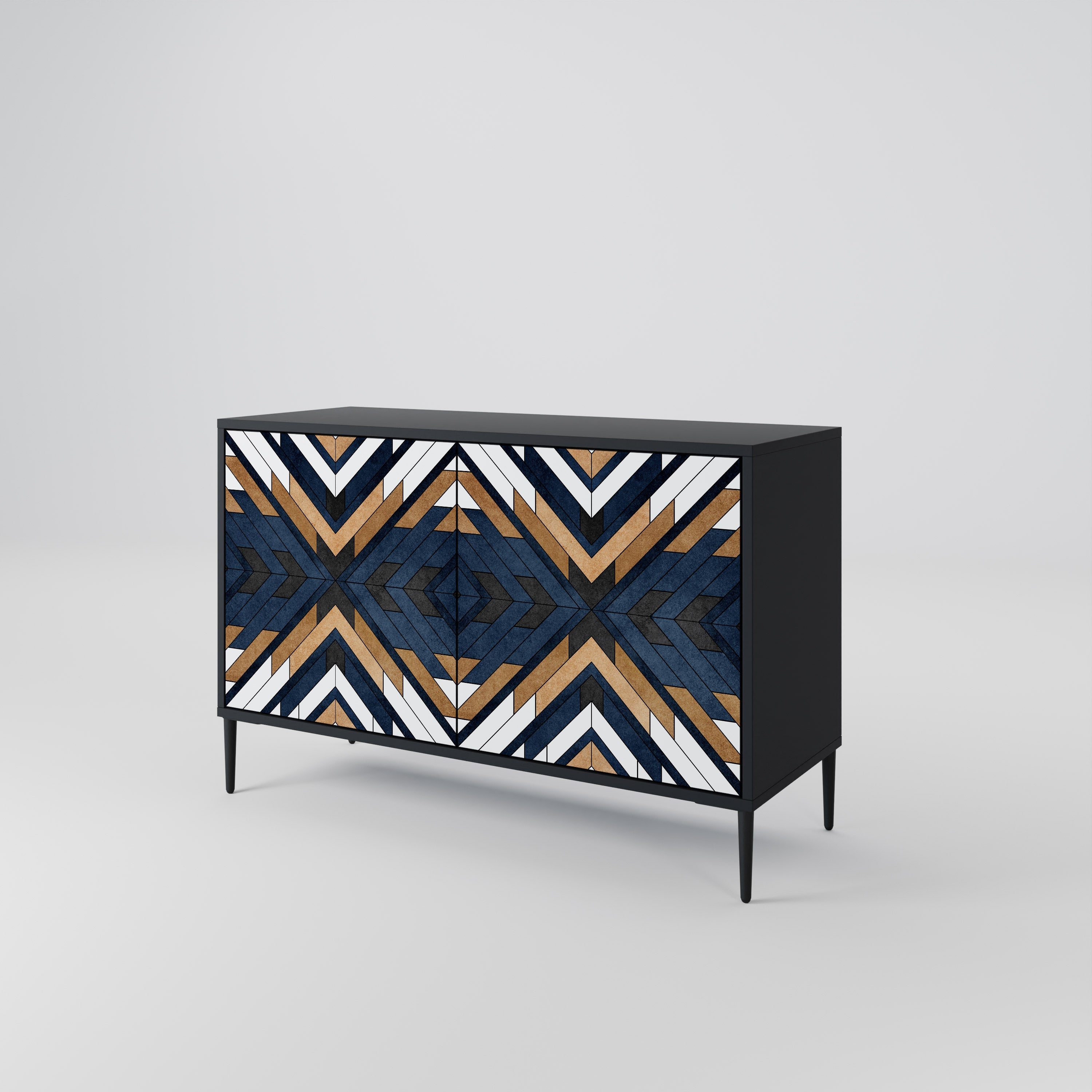 ARTFUL GEOMETRY Sideboard mit 2 Türen in Schwarz