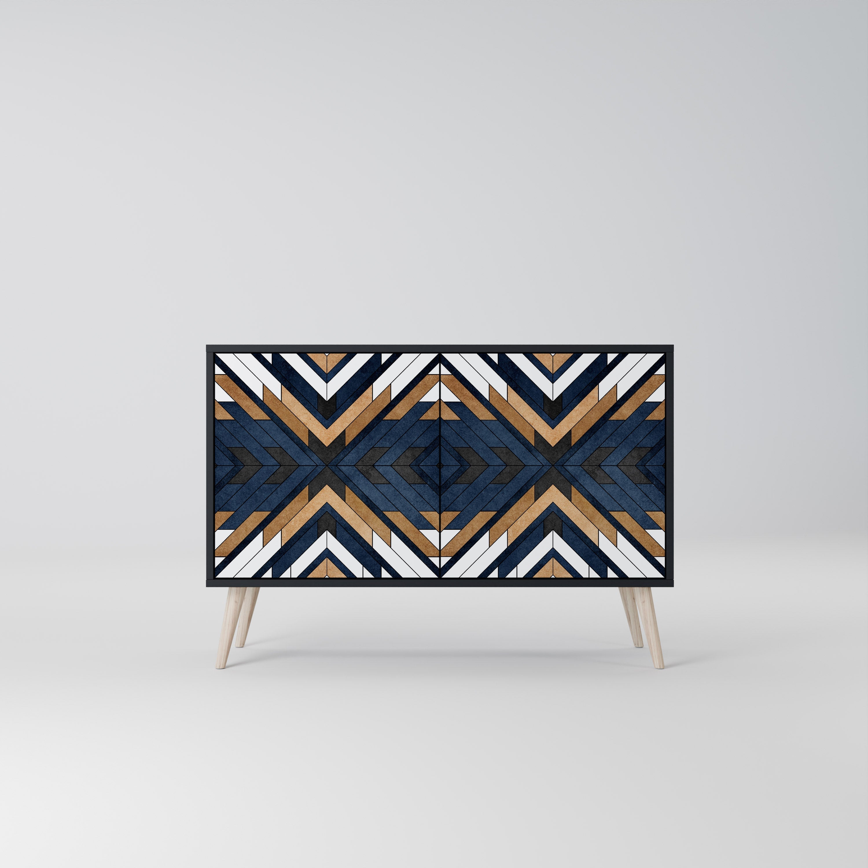 ARTFUL GEOMETRY Sideboard mit 2 Türen in Schwarz