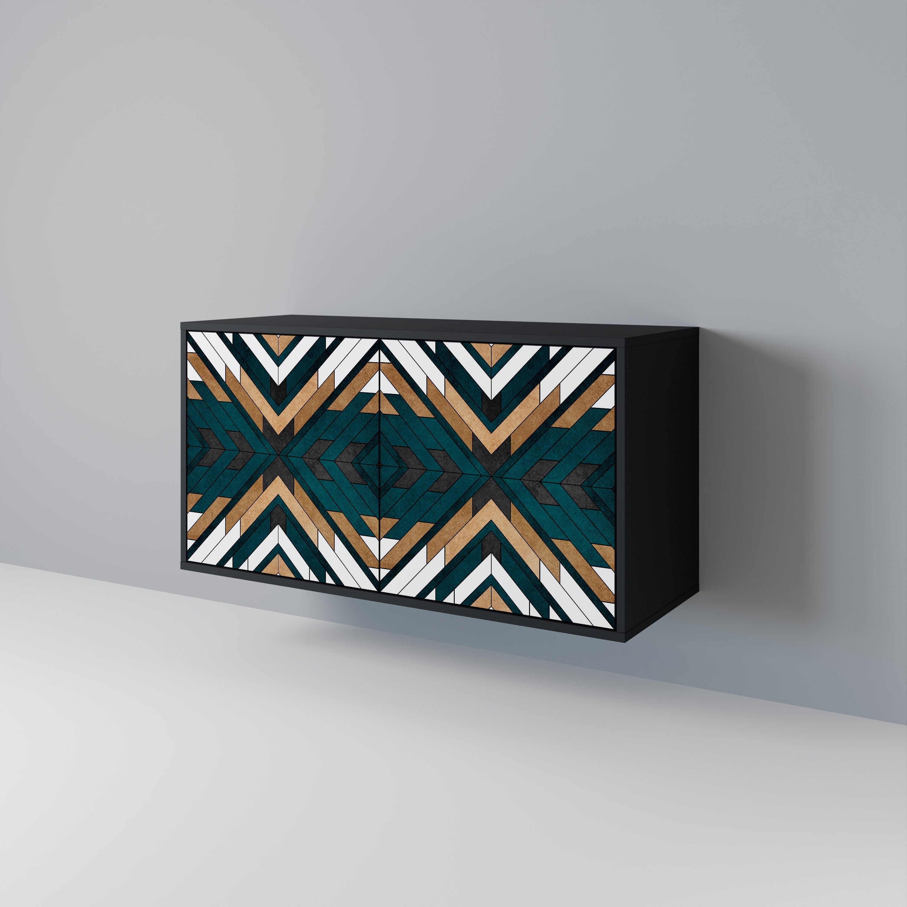 ARTISTIC GEOMETRY Sideboard mit 2 Türen in Schwarz