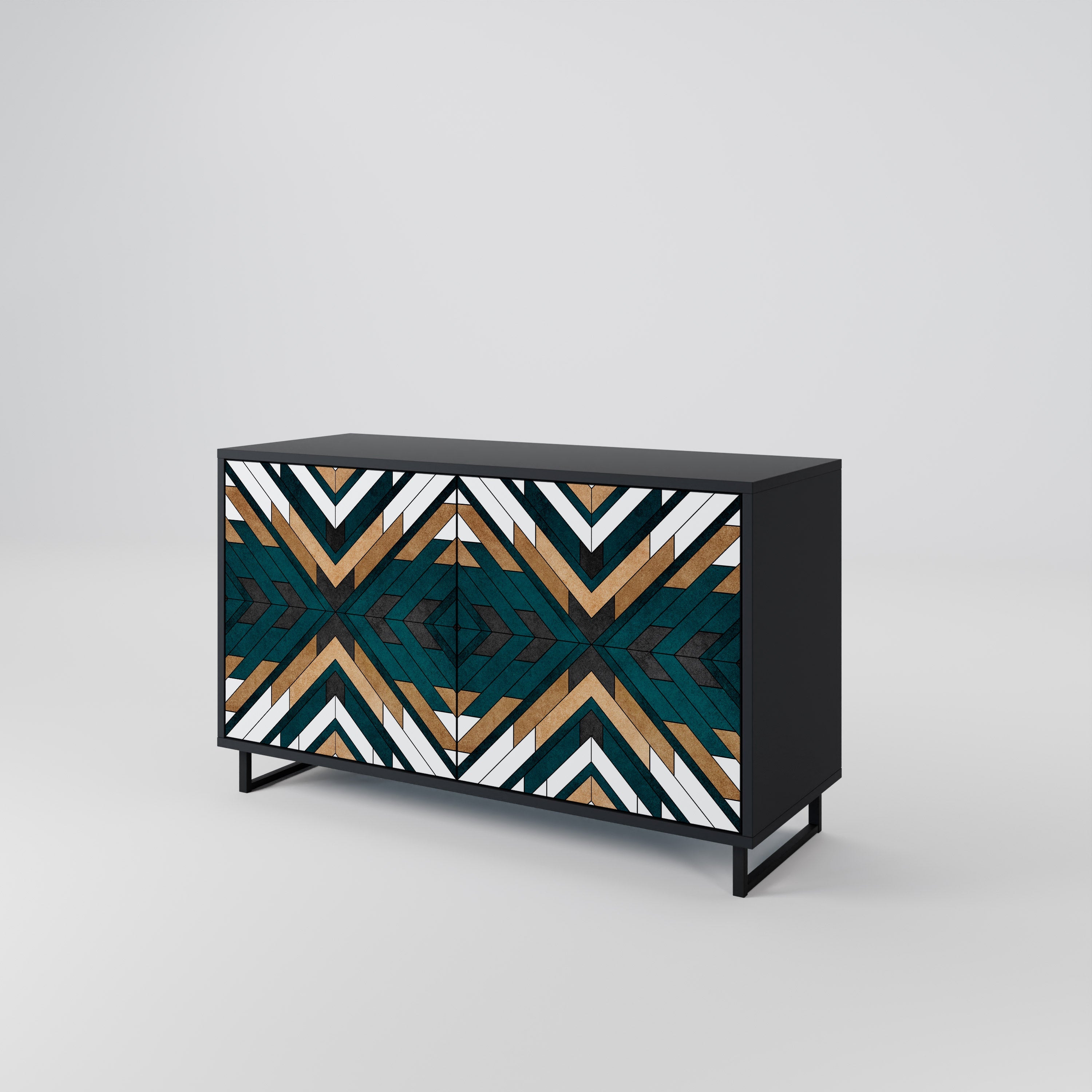 ARTISTIC GEOMETRY Sideboard mit 2 Türen in Schwarz