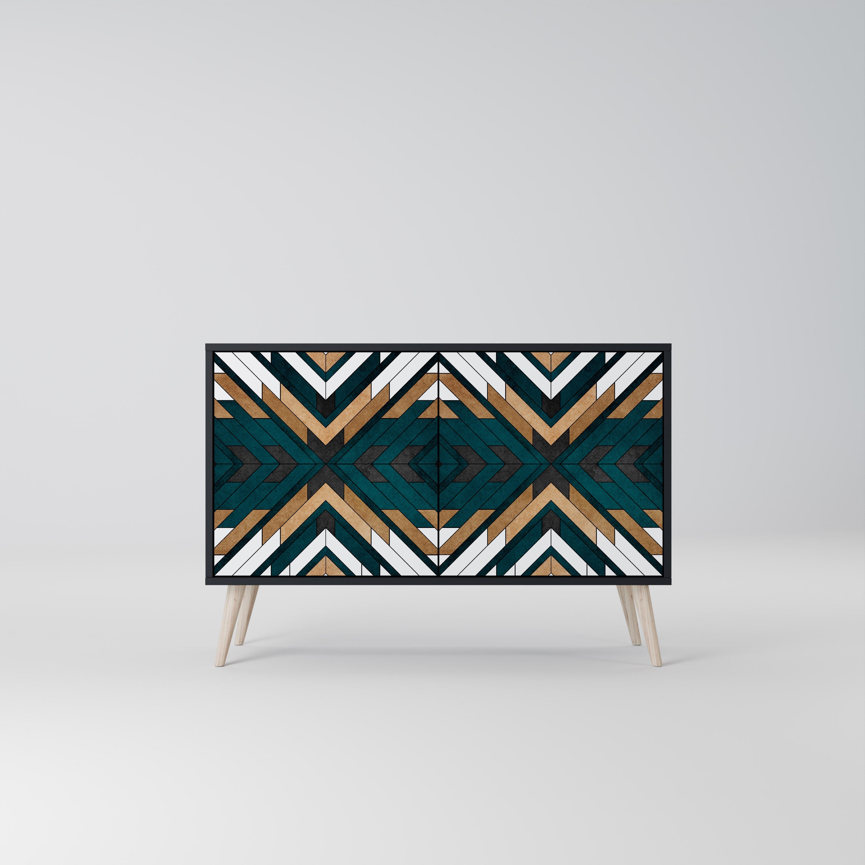 ARTISTIC GEOMETRY Sideboard mit 2 Türen in Schwarz