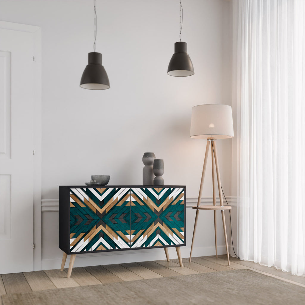 ARTISTIC GEOMETRY Sideboard mit 2 Türen in Schwarz