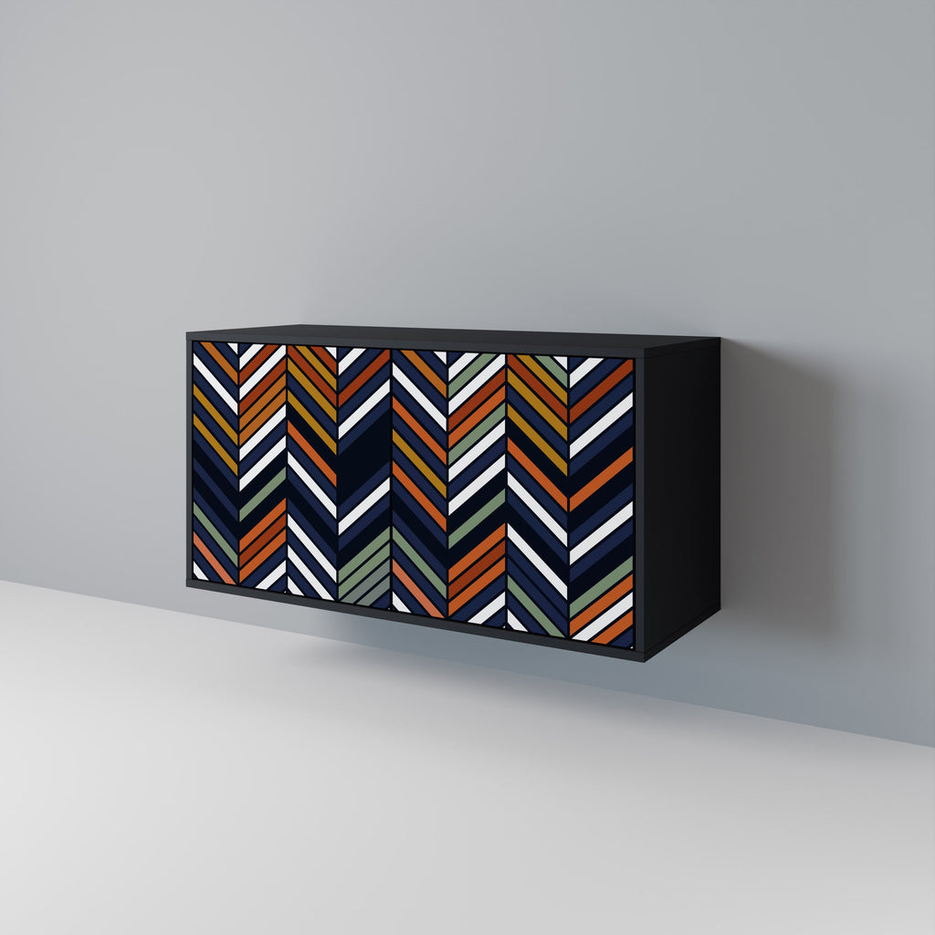 VIBRANT PATCHWORK 2-Door Sideboard in Black Finish