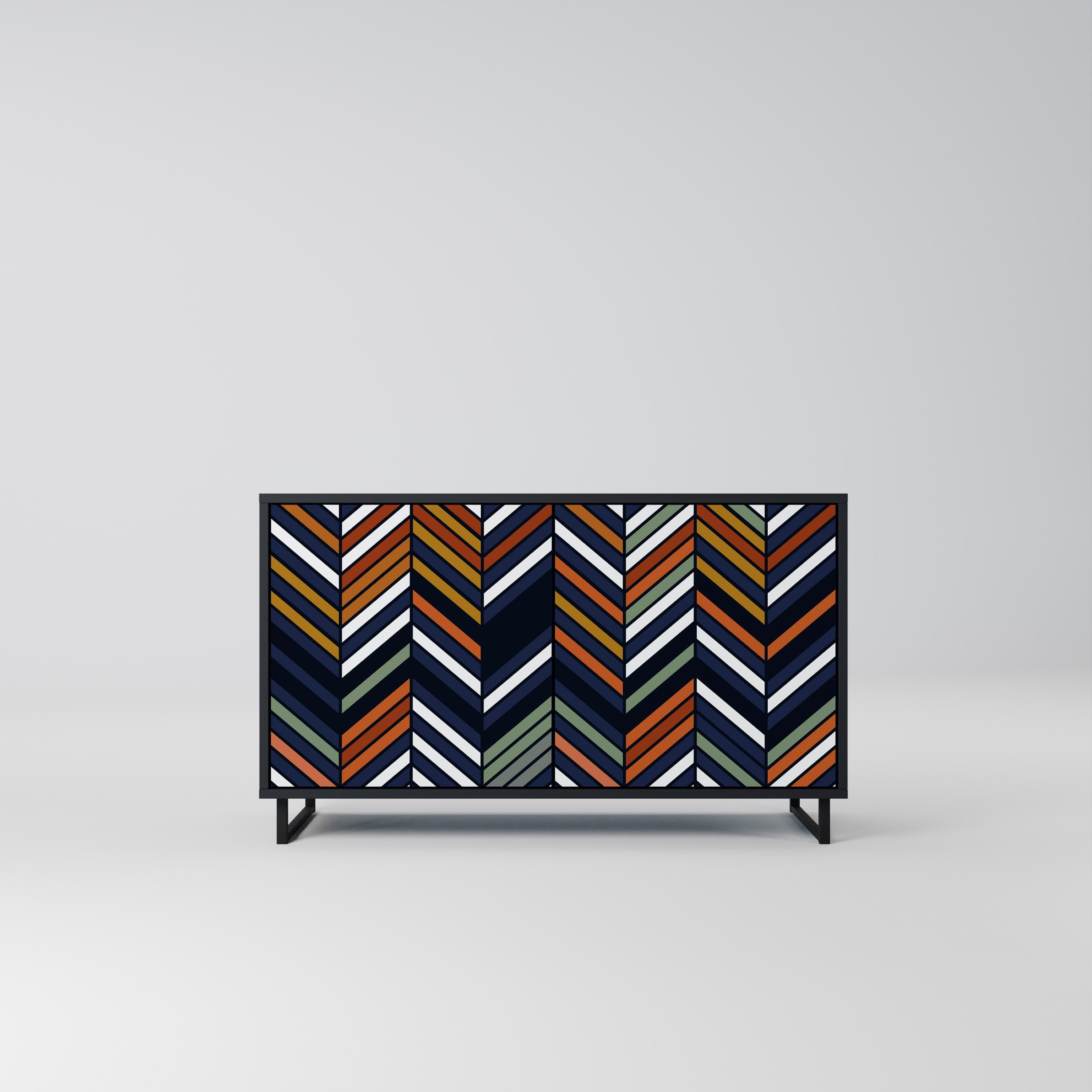 VIBRANT PATCHWORK 2-Door Sideboard in Black Finish