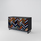 VIBRANT PATCHWORK 2-Door Sideboard in Black Finish