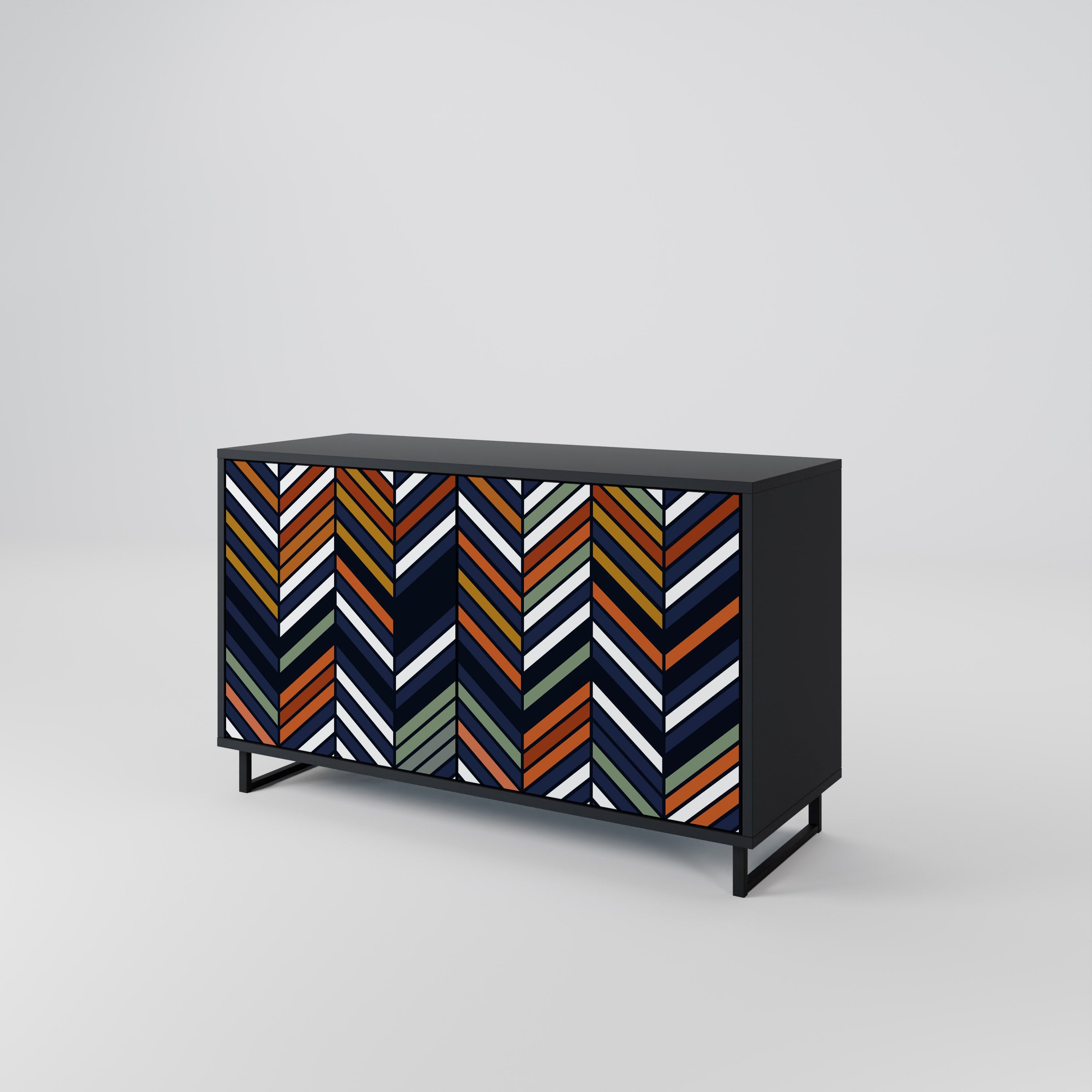 VIBRANT PATCHWORK 2-Door Sideboard in Black Finish