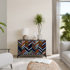 VIBRANT PATCHWORK 2-Door Sideboard in Black Finish