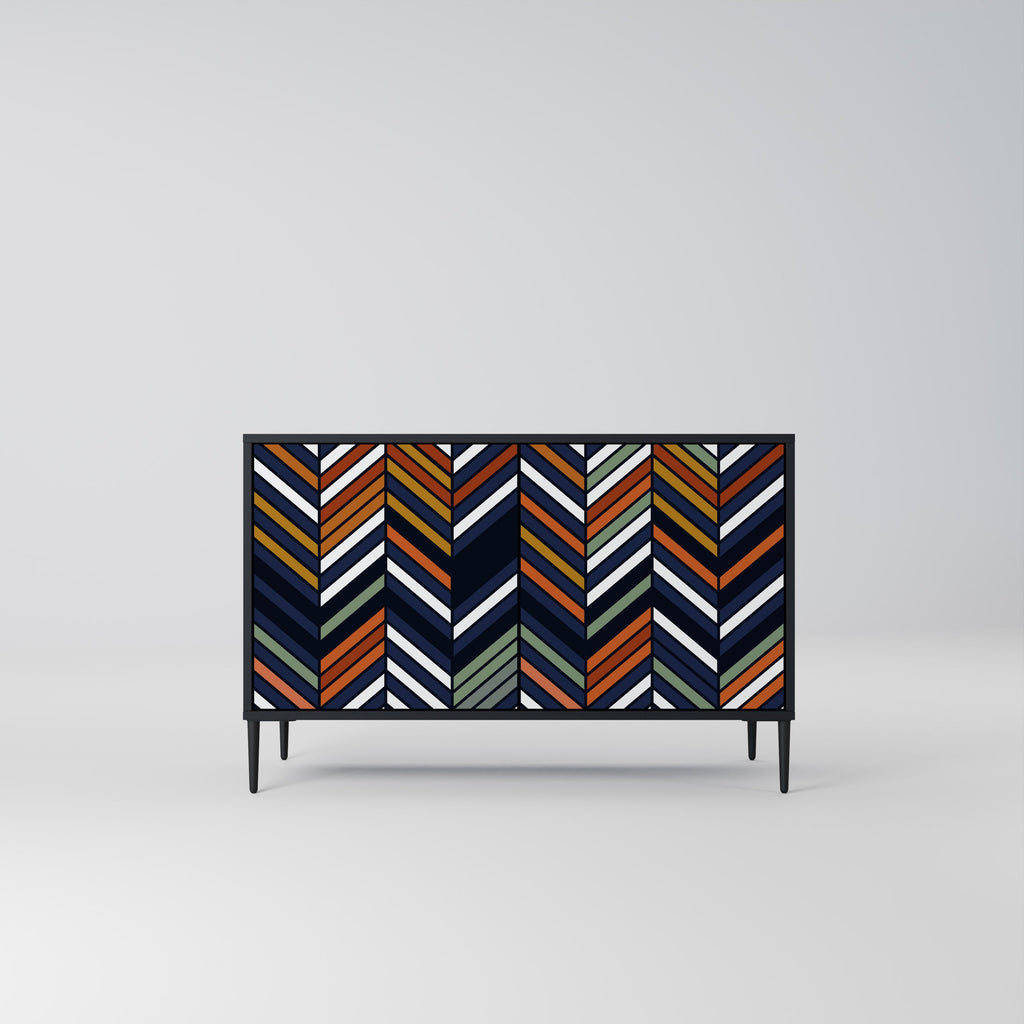 VIBRANT PATCHWORK 2-Door Sideboard in Black Finish