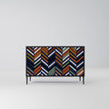 VIBRANT PATCHWORK 2-Door Sideboard in Black Finish