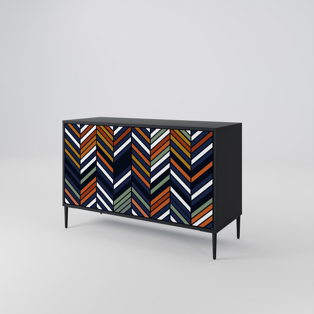 VIBRANT PATCHWORK 2-Door Sideboard in Black Finish