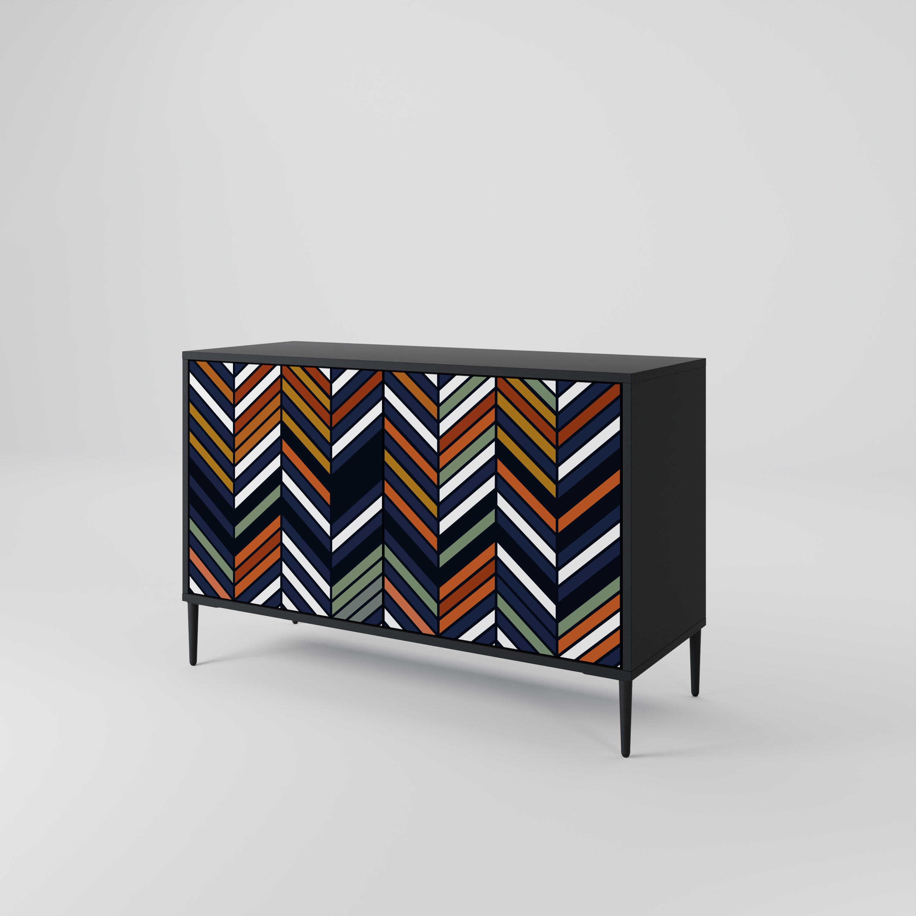 VIBRANT PATCHWORK 2-Door Sideboard in Black Finish