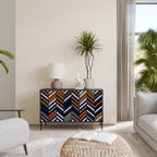 VIBRANT PATCHWORK 2-Door Sideboard in Black Finish