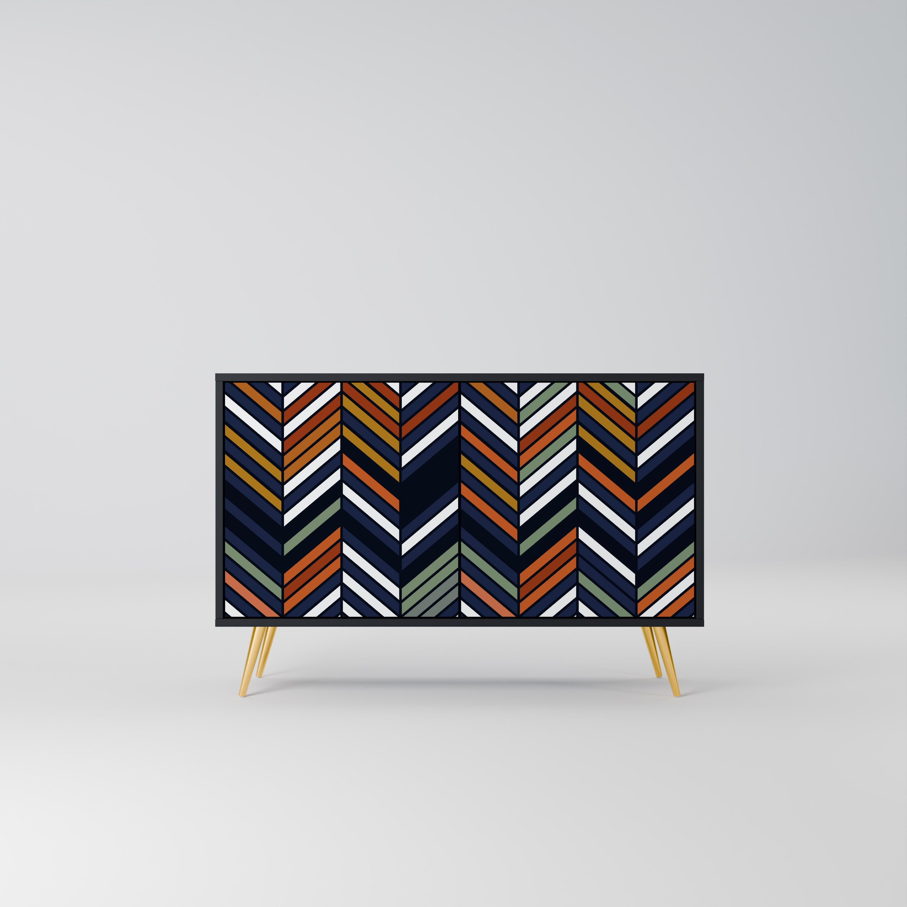 VIBRANT PATCHWORK 2-Door Sideboard in Black Finish
