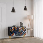 VIBRANT PATCHWORK 2-Door Sideboard in Black Finish