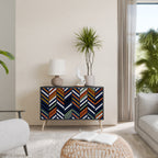 VIBRANT PATCHWORK 2-Door Sideboard in Black Finish