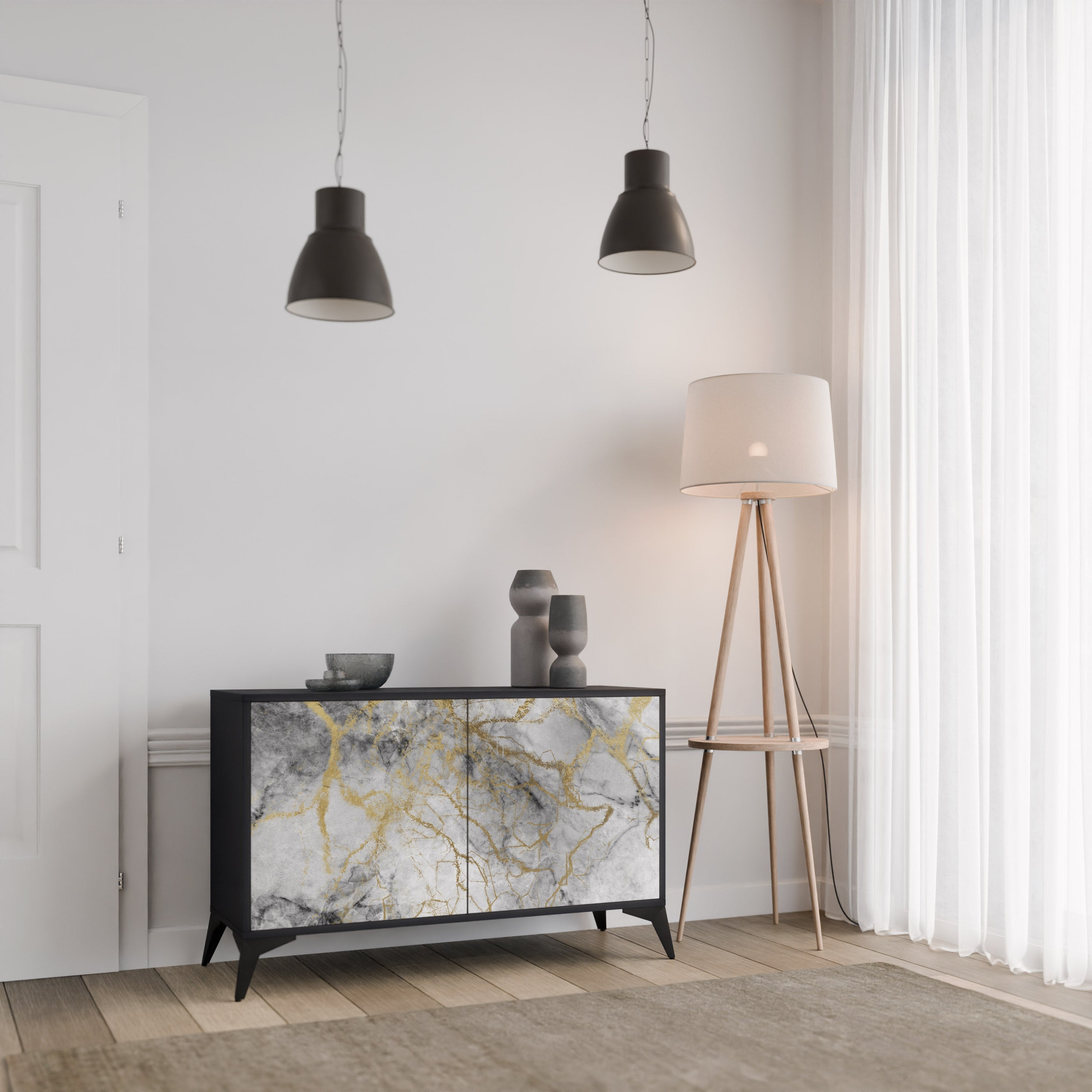 TIMELESS GLIDE 2-Door Sideboard in Black Finish