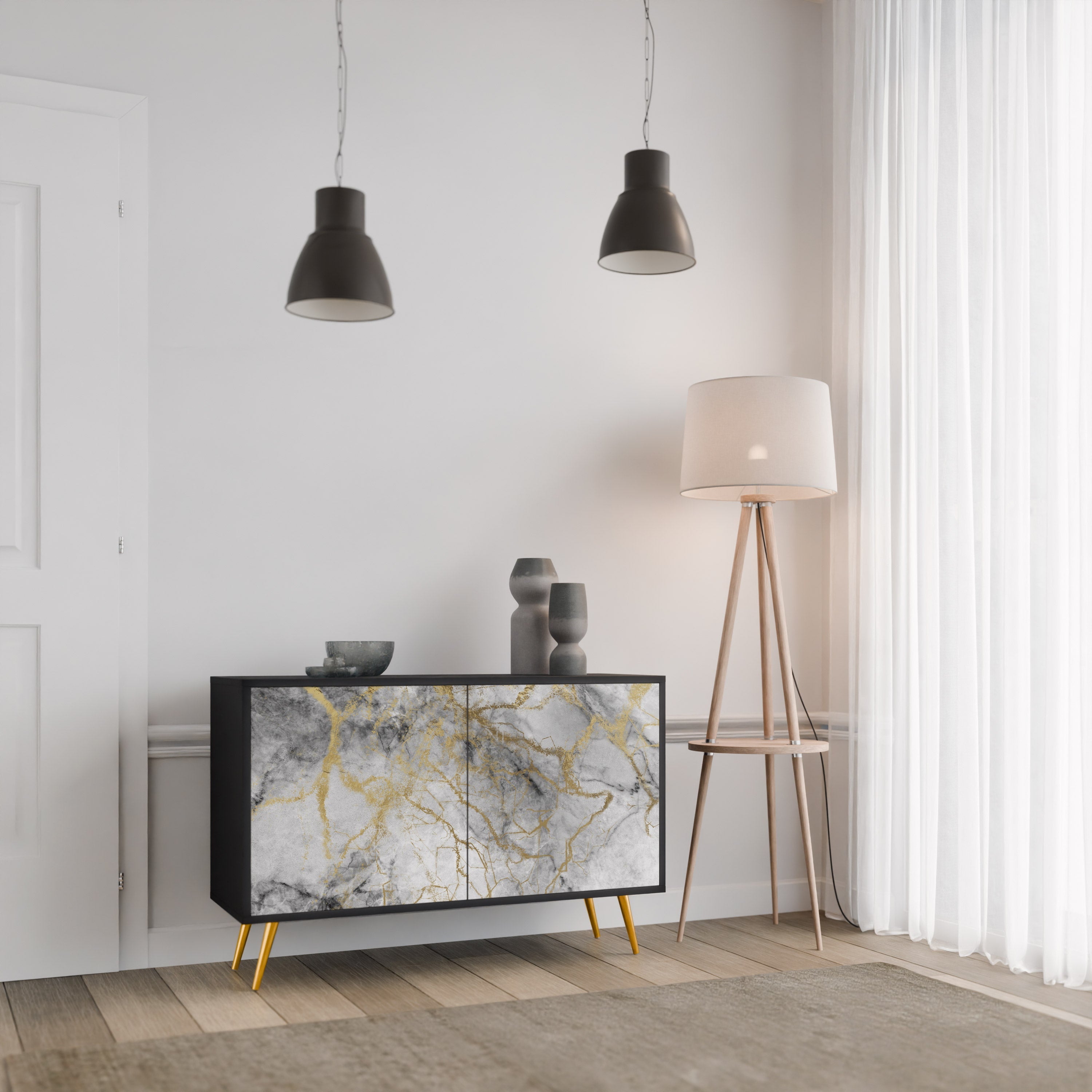 TIMELESS GLIDE 2-Door Sideboard in Black Finish