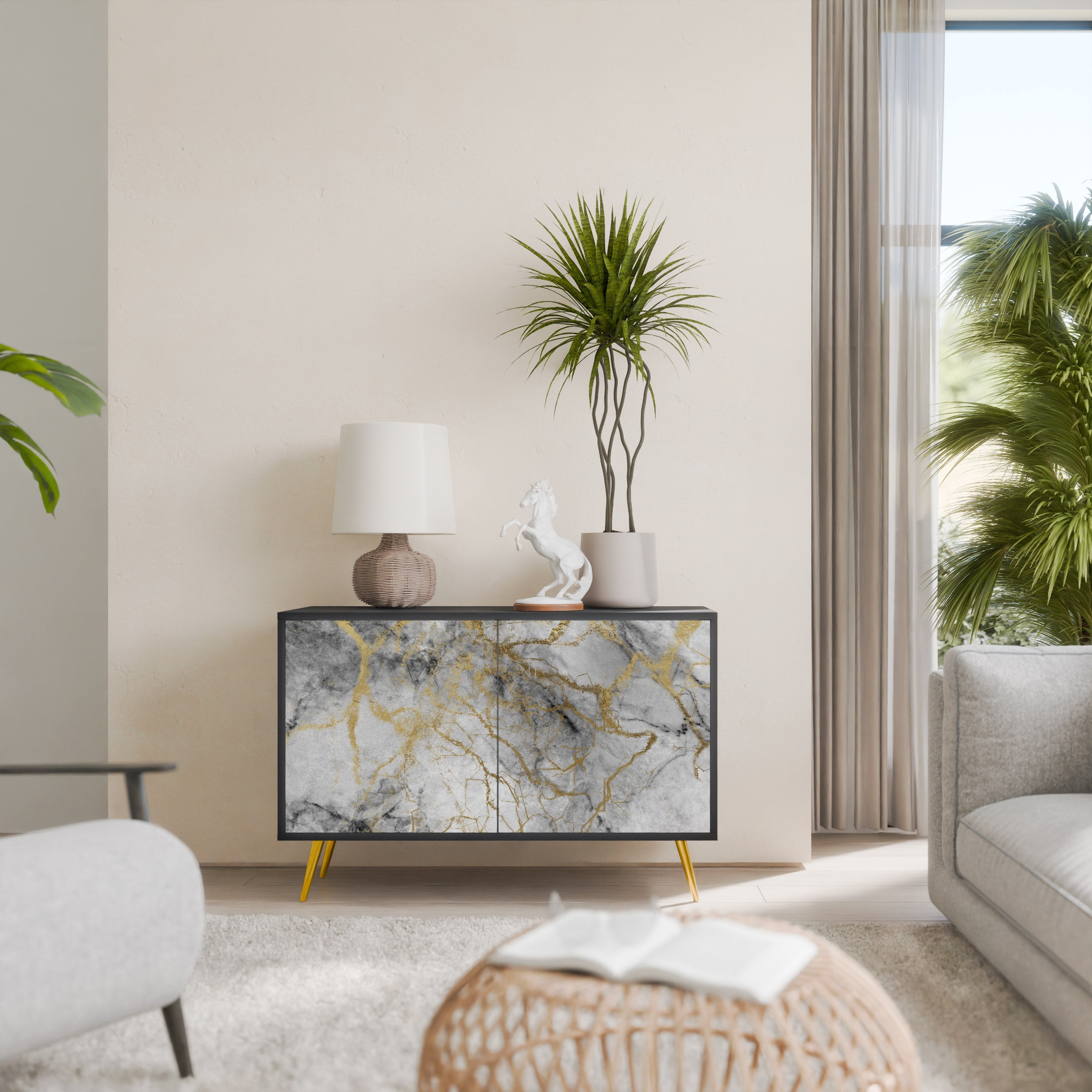 TIMELESS GLIDE 2-Door Sideboard in Black Finish