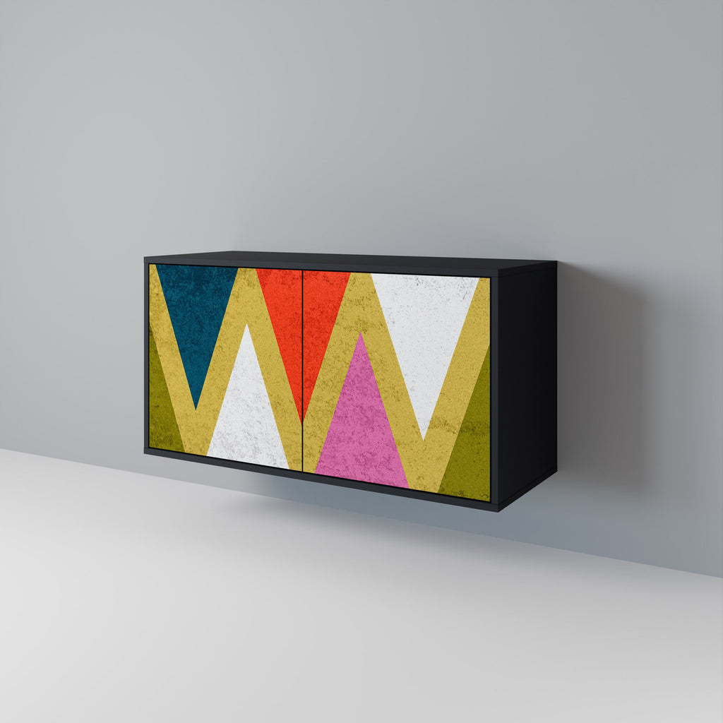 COLORFUL TRIANGLES Sideboard mit 2 Türen in Schwarz