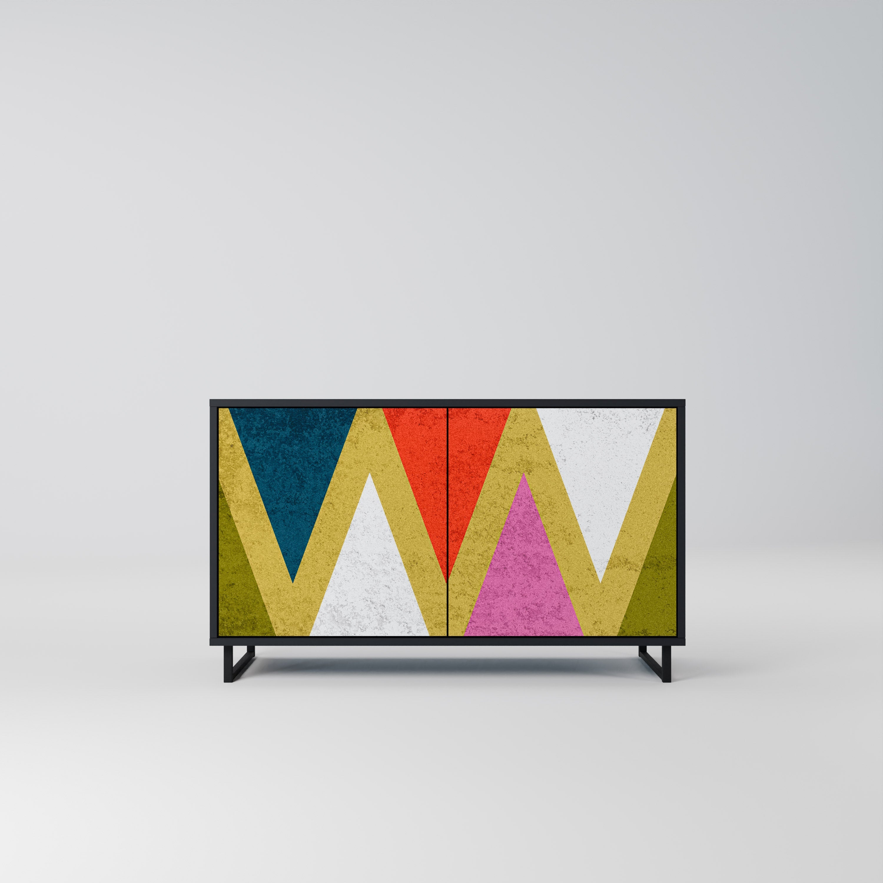 COLORFUL TRIANGLES 2-Door Sideboard in Black Finish