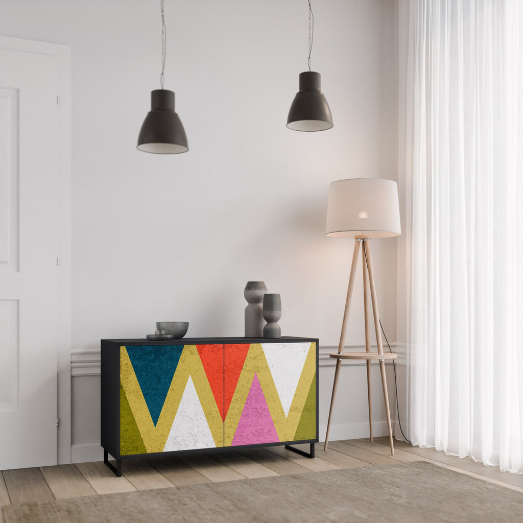 COLORFUL TRIANGLES Sideboard mit 2 Türen in Schwarz