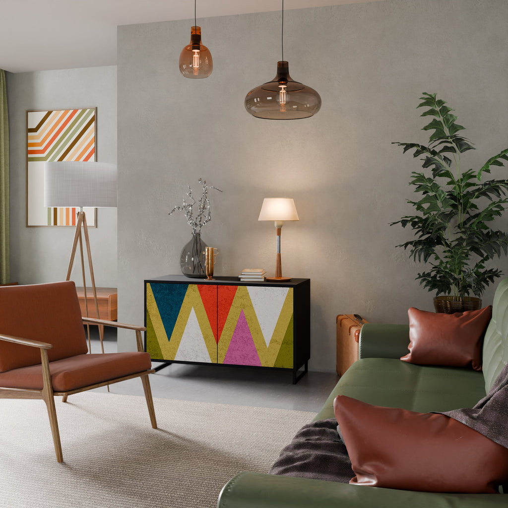 COLORFUL TRIANGLES Sideboard mit 2 Türen in Schwarz