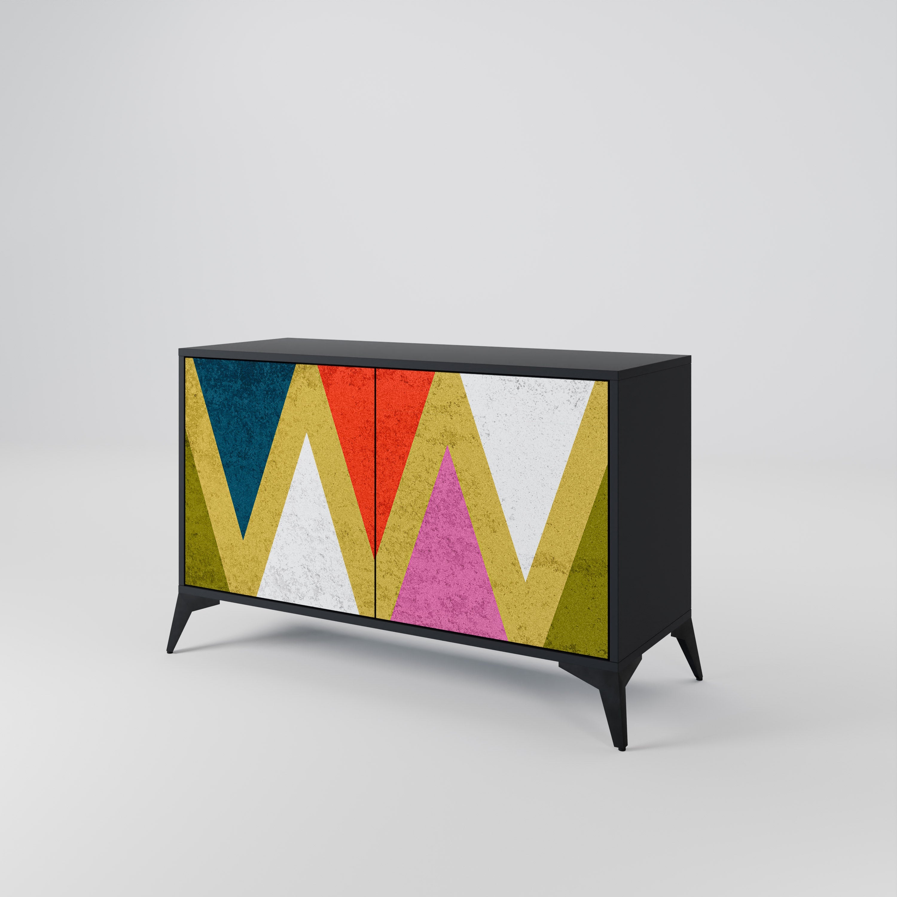 COLORFUL TRIANGLES Sideboard mit 2 Türen in Schwarz