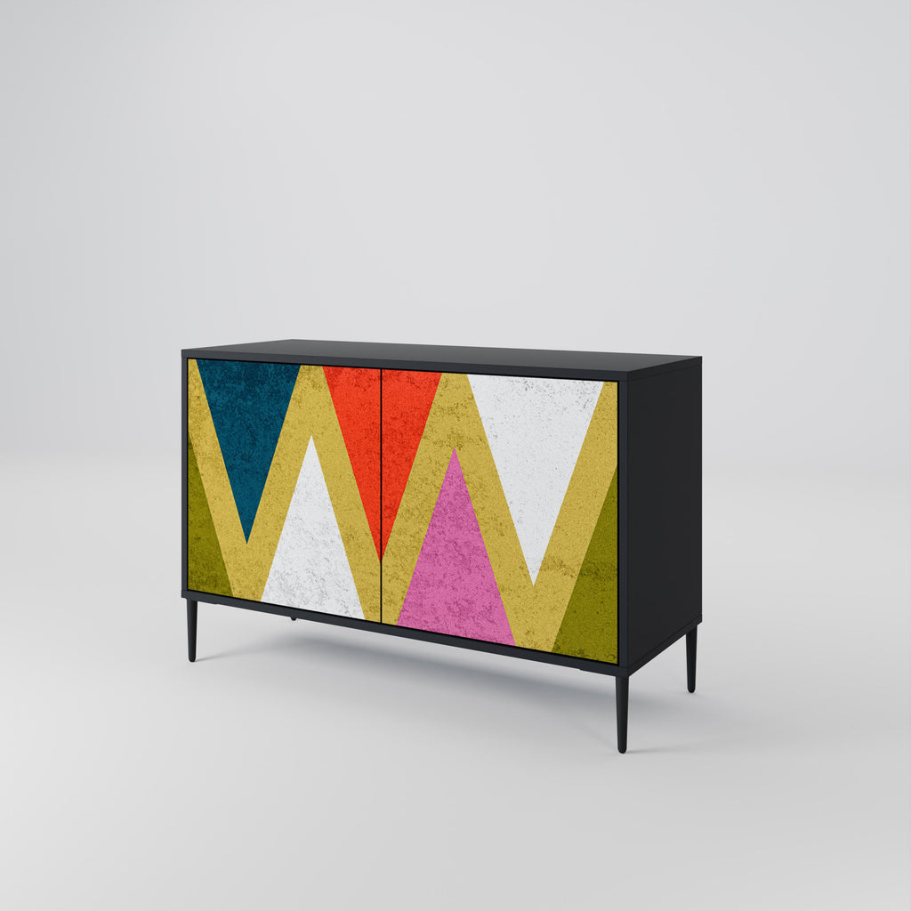 COLORFUL TRIANGLES Sideboard mit 2 Türen in Schwarz