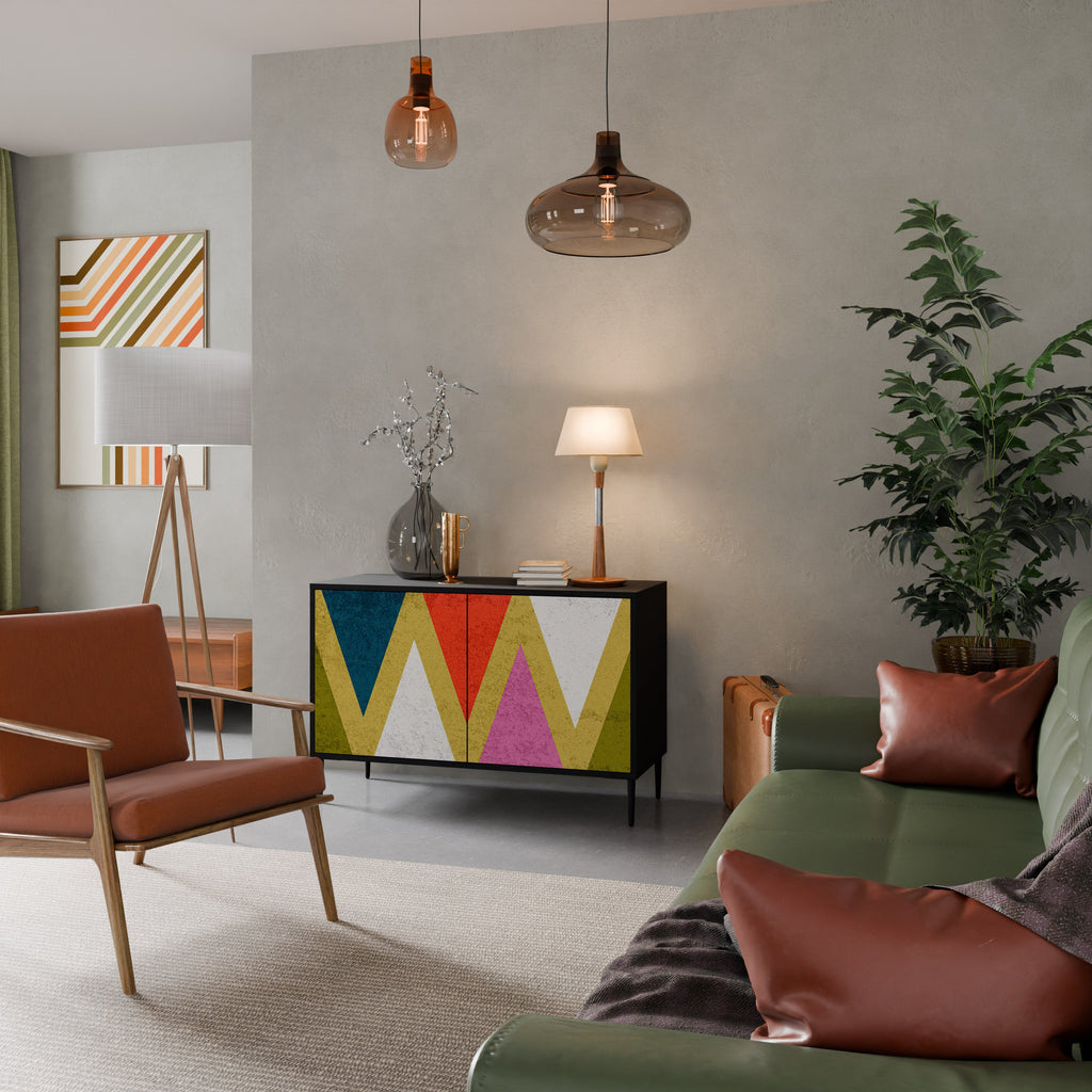 COLORFUL TRIANGLES Sideboard mit 2 Türen in Schwarz