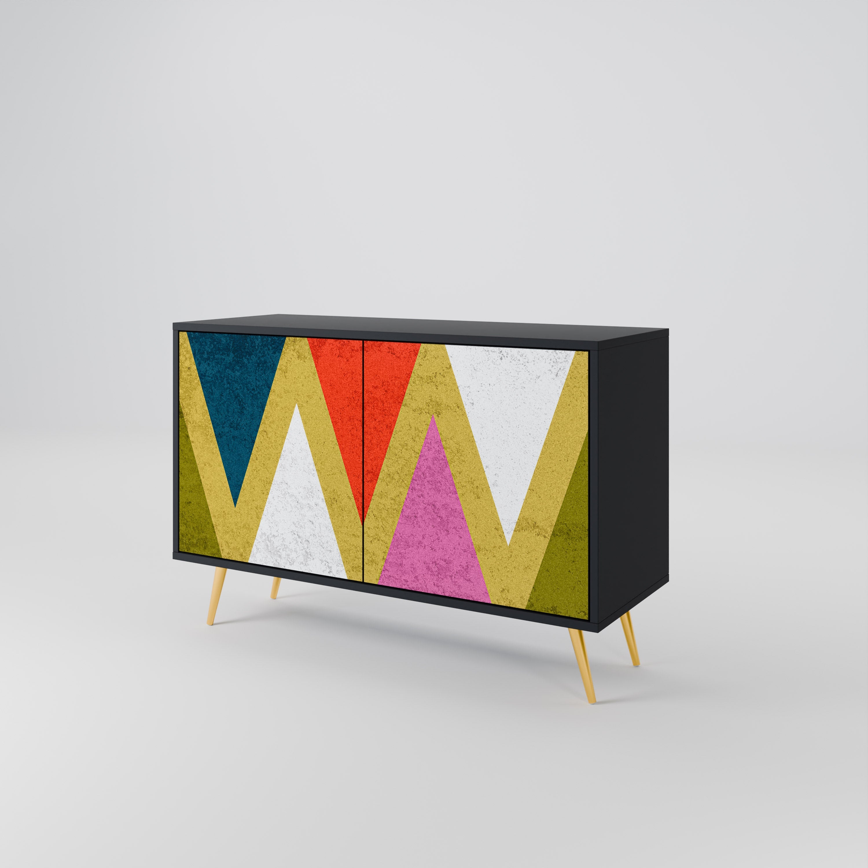 COLORFUL TRIANGLES Sideboard mit 2 Türen in Schwarz