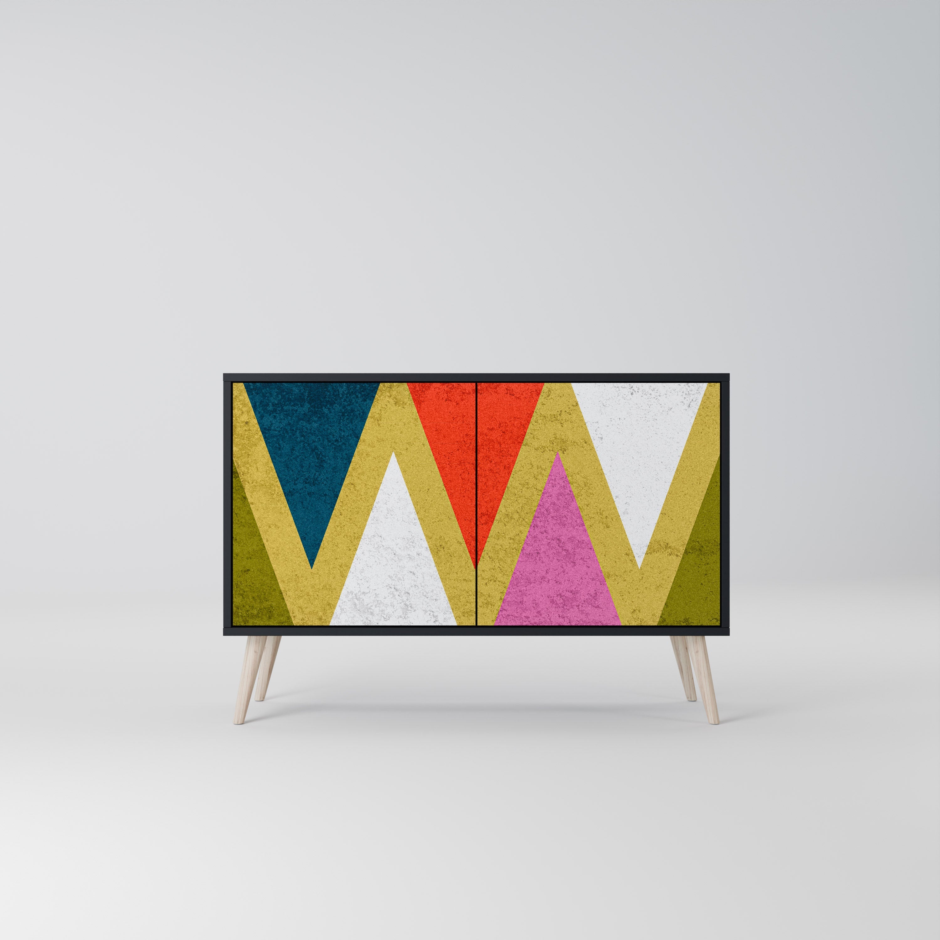 COLORFUL TRIANGLES 2-Door Sideboard in Black Finish