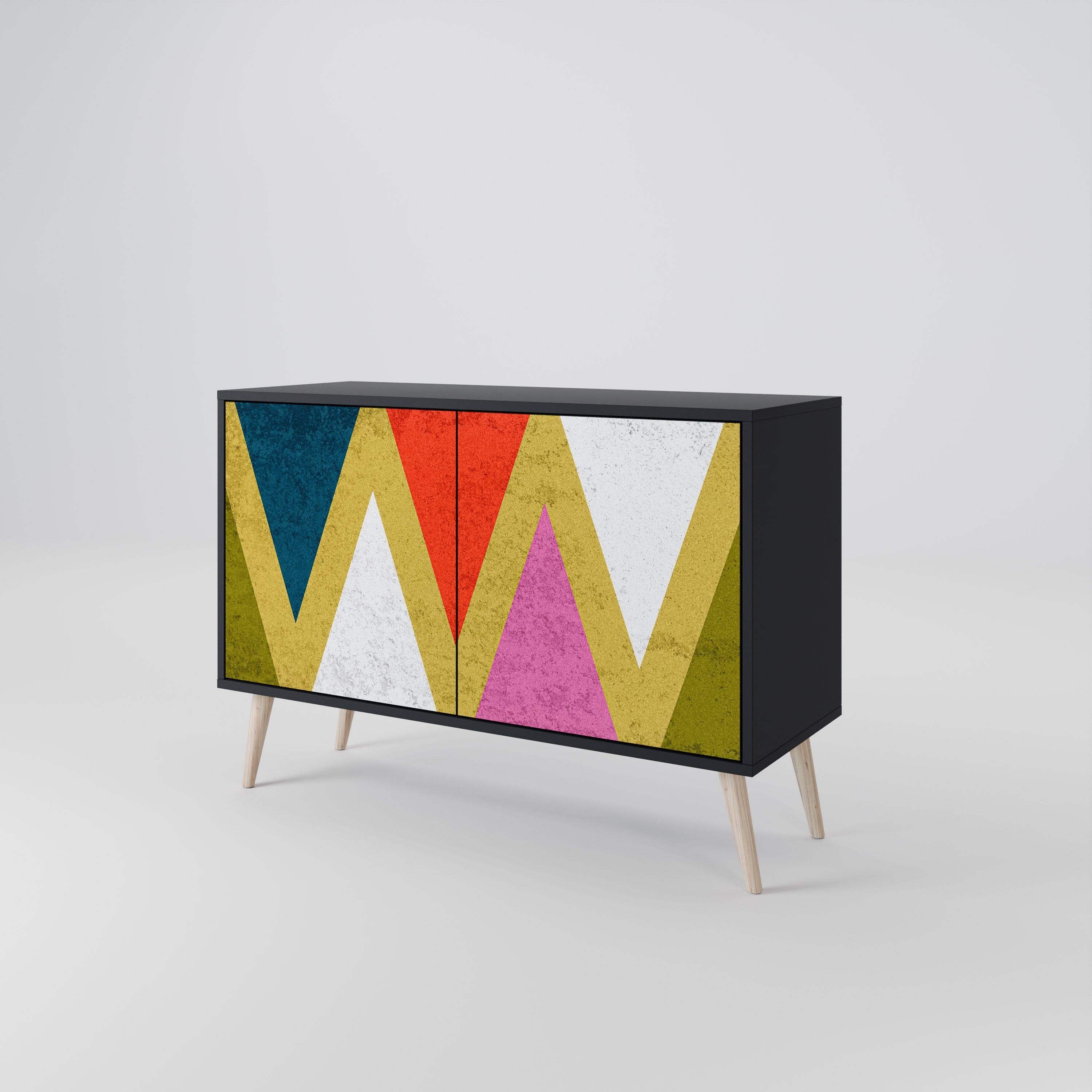 COLORFUL TRIANGLES Sideboard mit 2 Türen in Schwarz