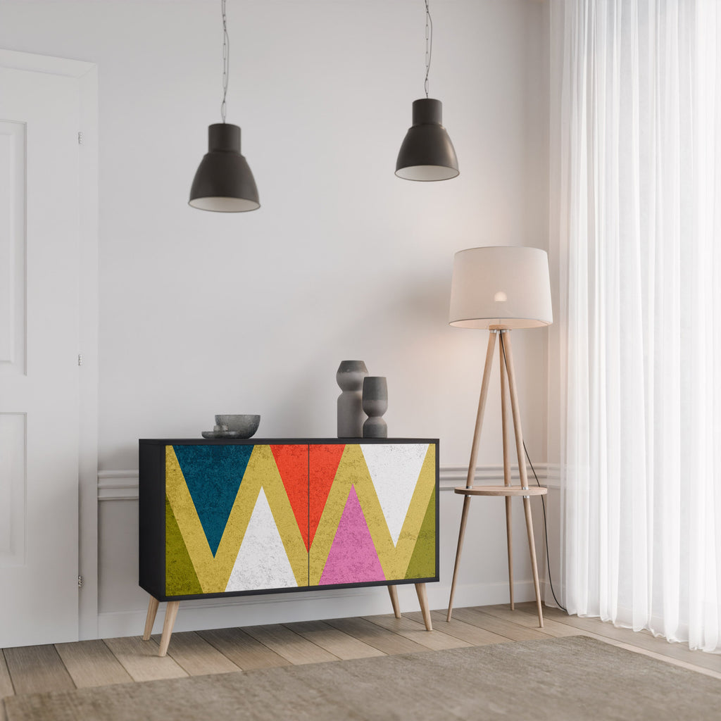 COLORFUL TRIANGLES Sideboard mit 2 Türen in Schwarz