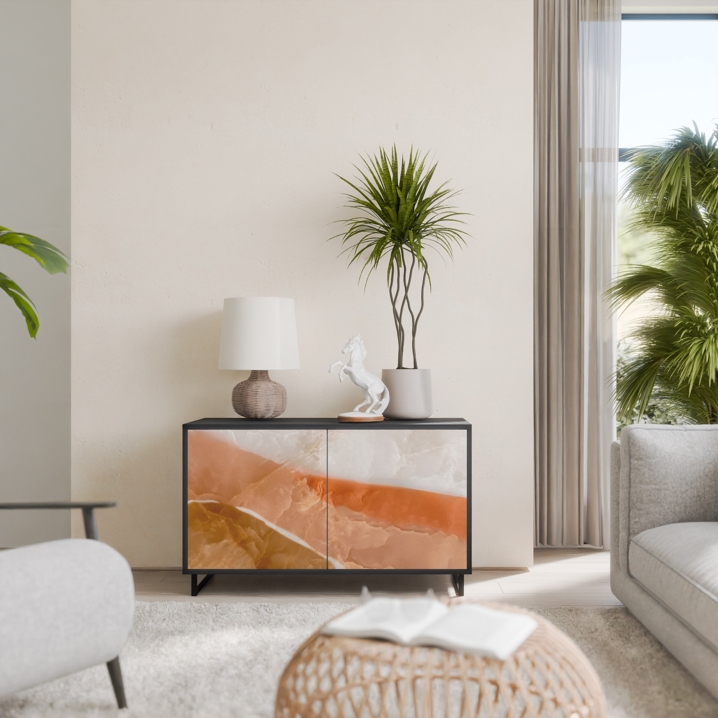 SANDHILLS SPLENDOUR Sideboard mit 2 Türen in Schwarz