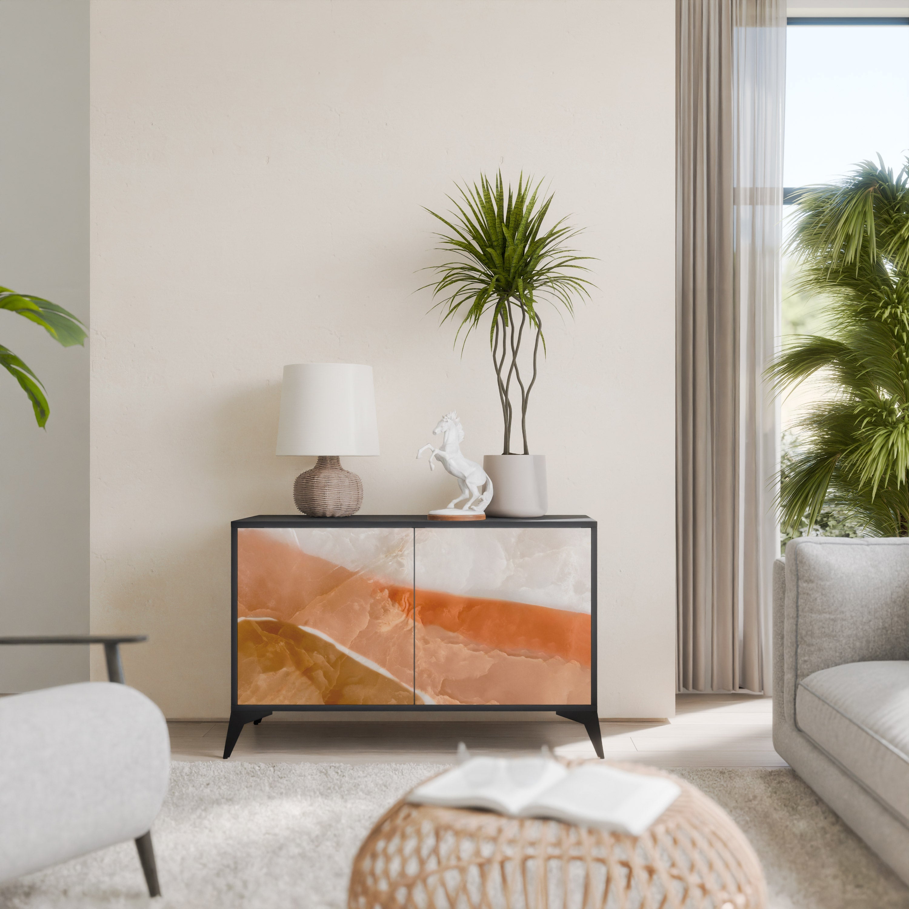 SANDHILLS SPLENDOUR Sideboard mit 2 Türen in Schwarz