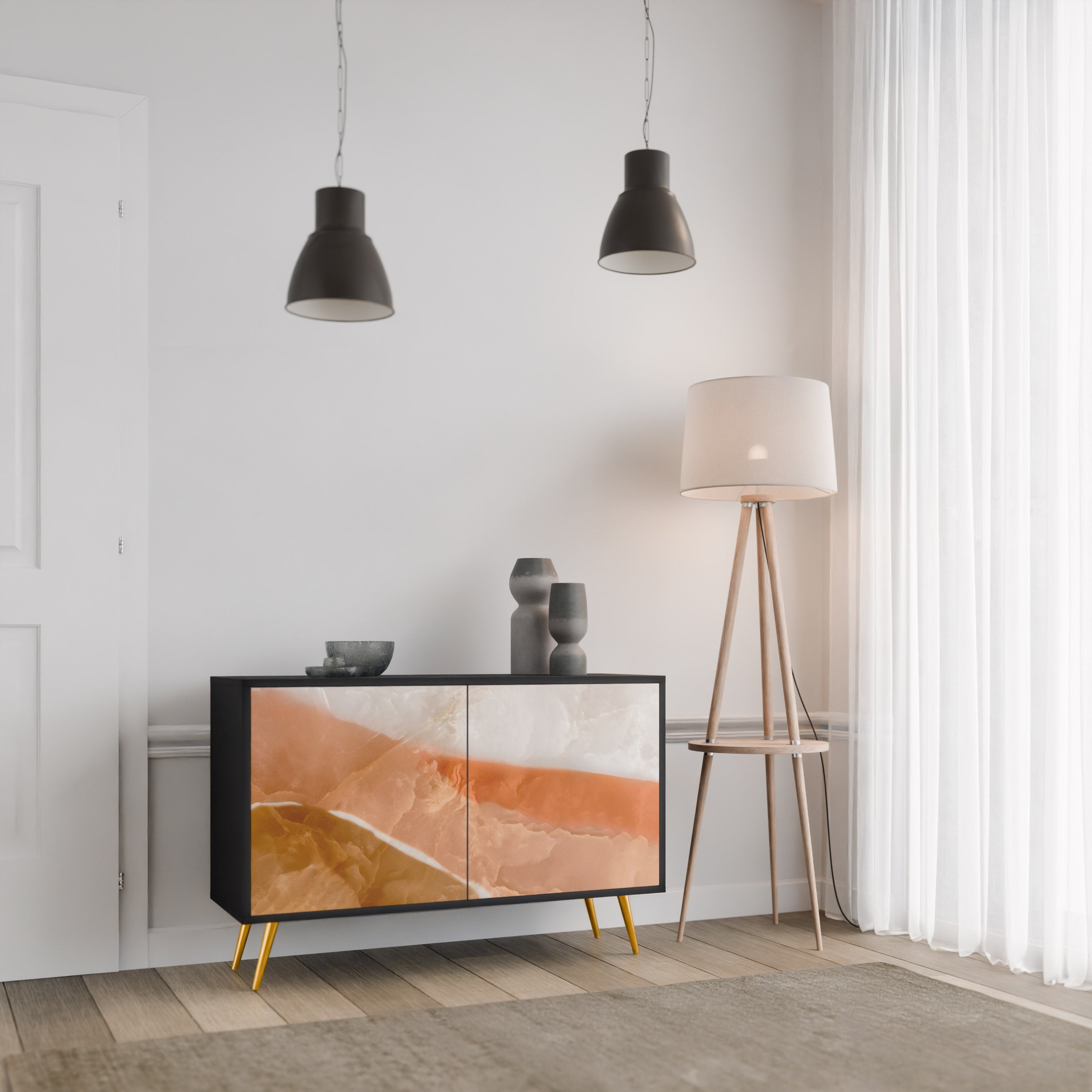 SANDHILLS SPLENDOUR Sideboard mit 2 Türen in Schwarz