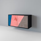 GLAMOROUS STRIPE Sideboard mit 2 Türen in Schwarz