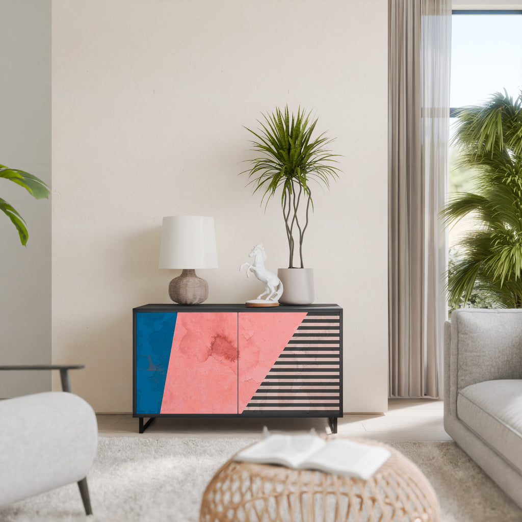 GLAMOROUS STRIPE Sideboard mit 2 Türen in Schwarz