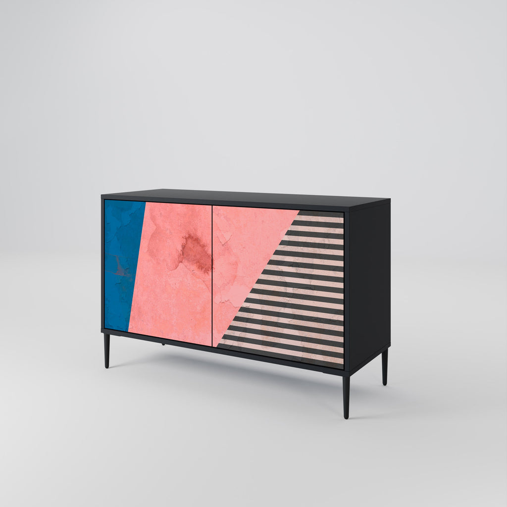 GLAMOROUS STRIPE Sideboard mit 2 Türen in Schwarz