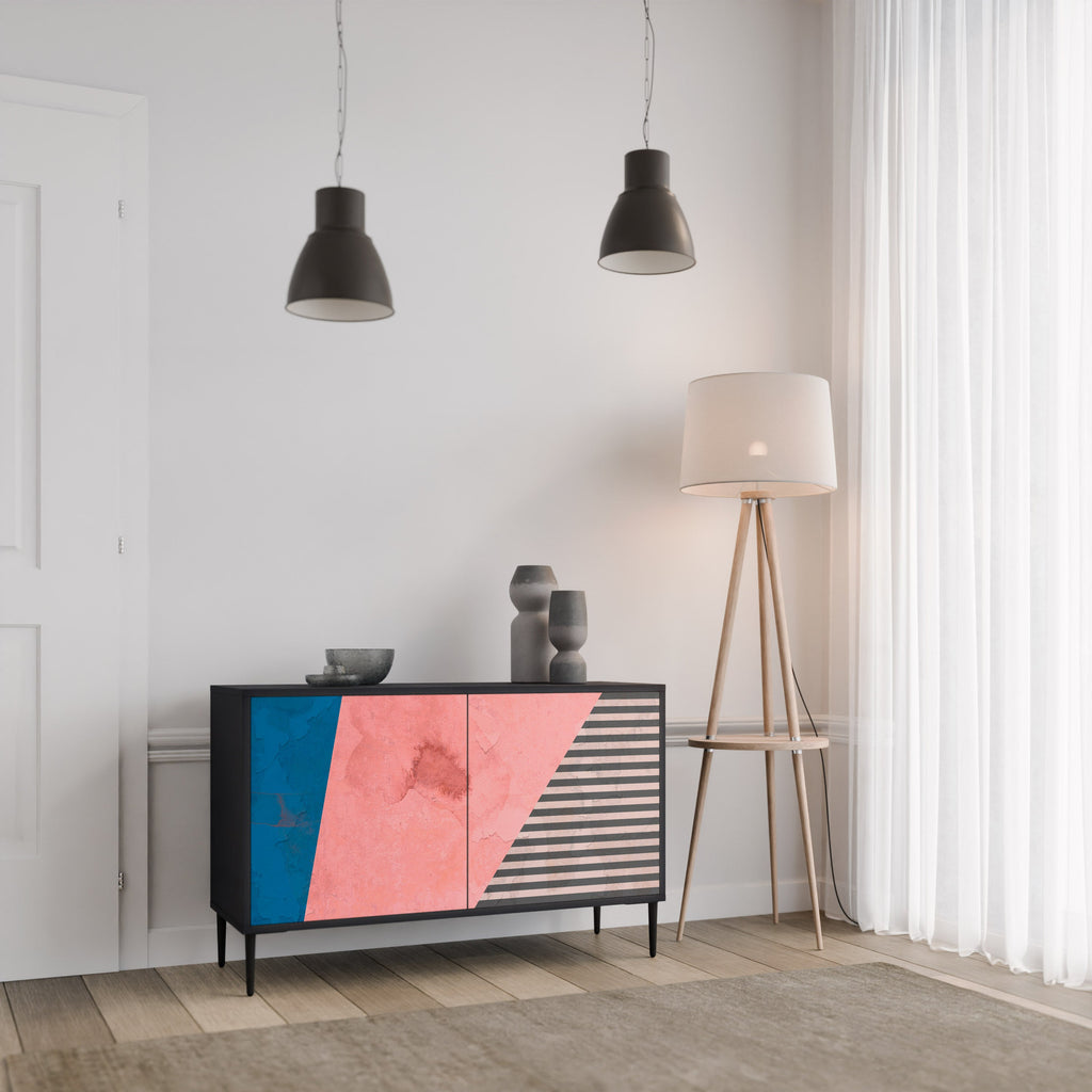 GLAMOROUS STRIPE Sideboard mit 2 Türen in Schwarz