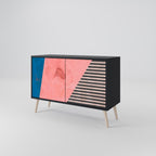 GLAMOROUS STRIPE Sideboard mit 2 Türen in Schwarz