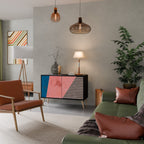 GLAMOROUS STRIPE Sideboard mit 2 Türen in Schwarz