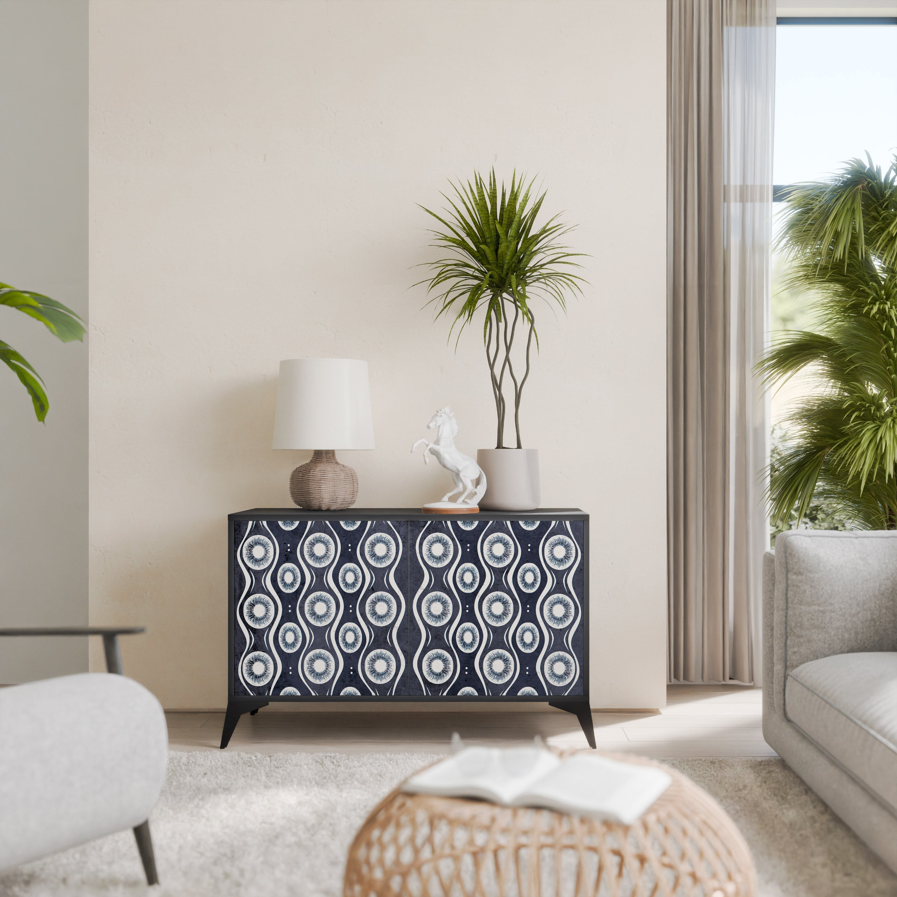 GRAPHITE EYES 2-Door Sideboard in Black Finish