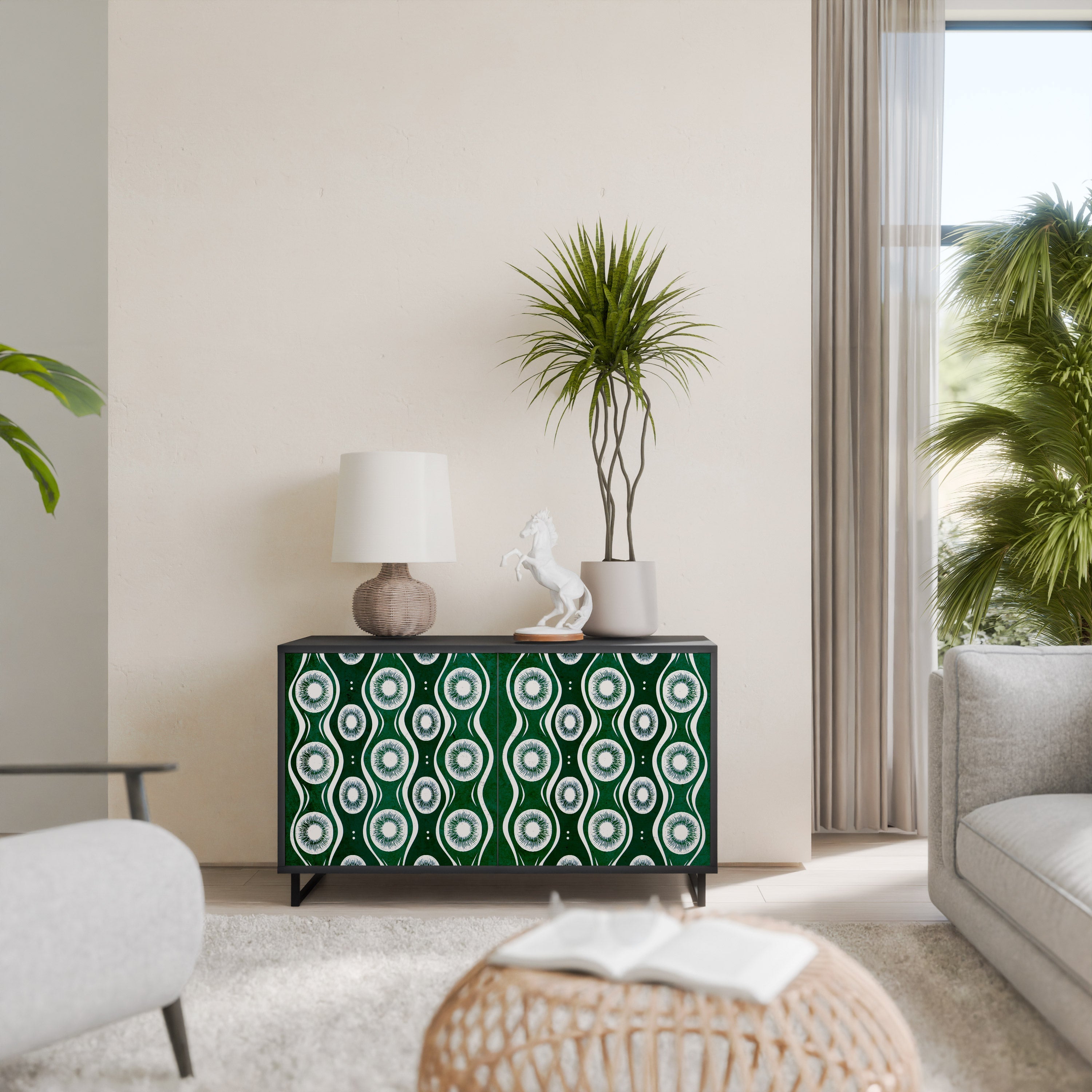 GREEN EYES Sideboard mit 2 Türen in Schwarz