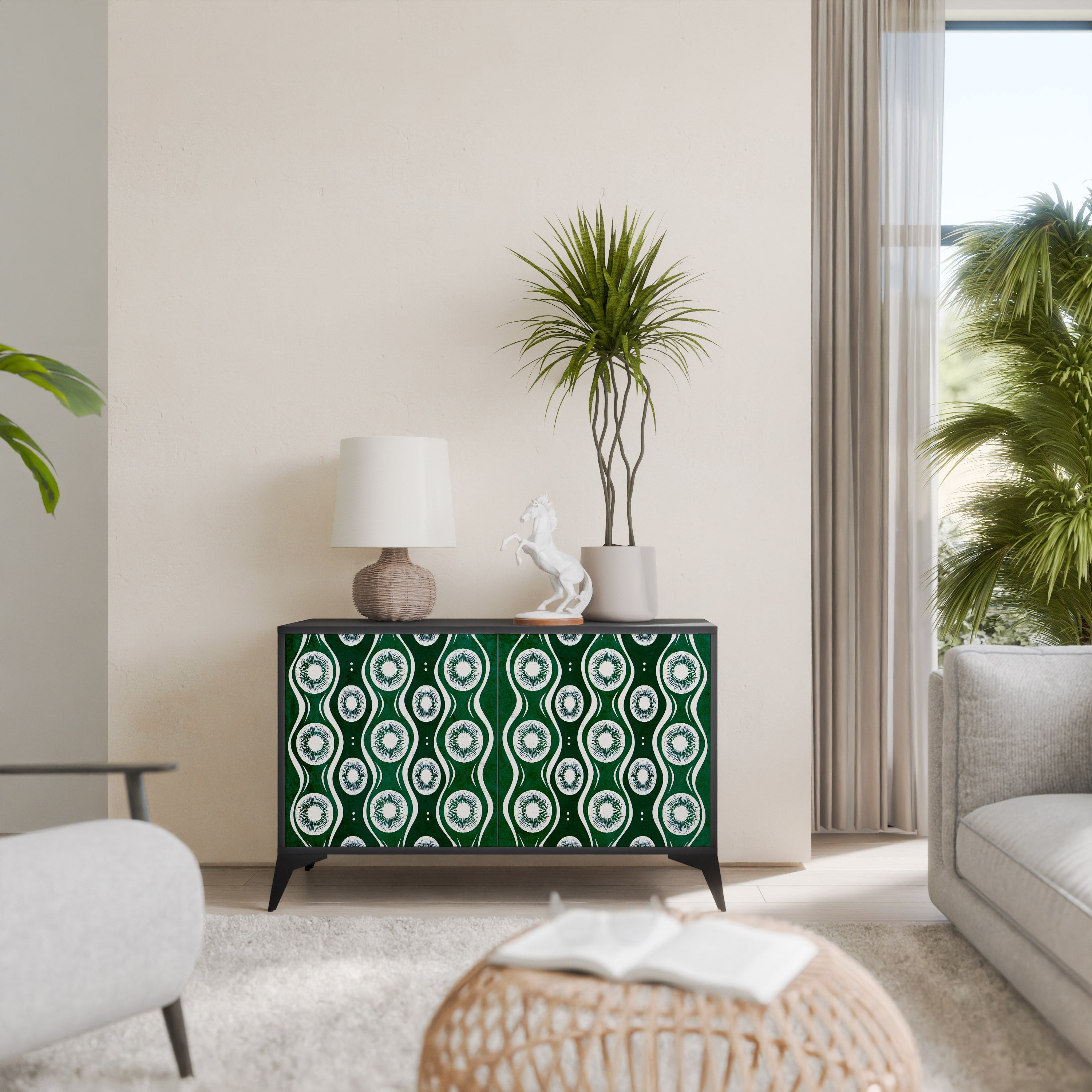 GREEN EYES Sideboard mit 2 Türen in Schwarz