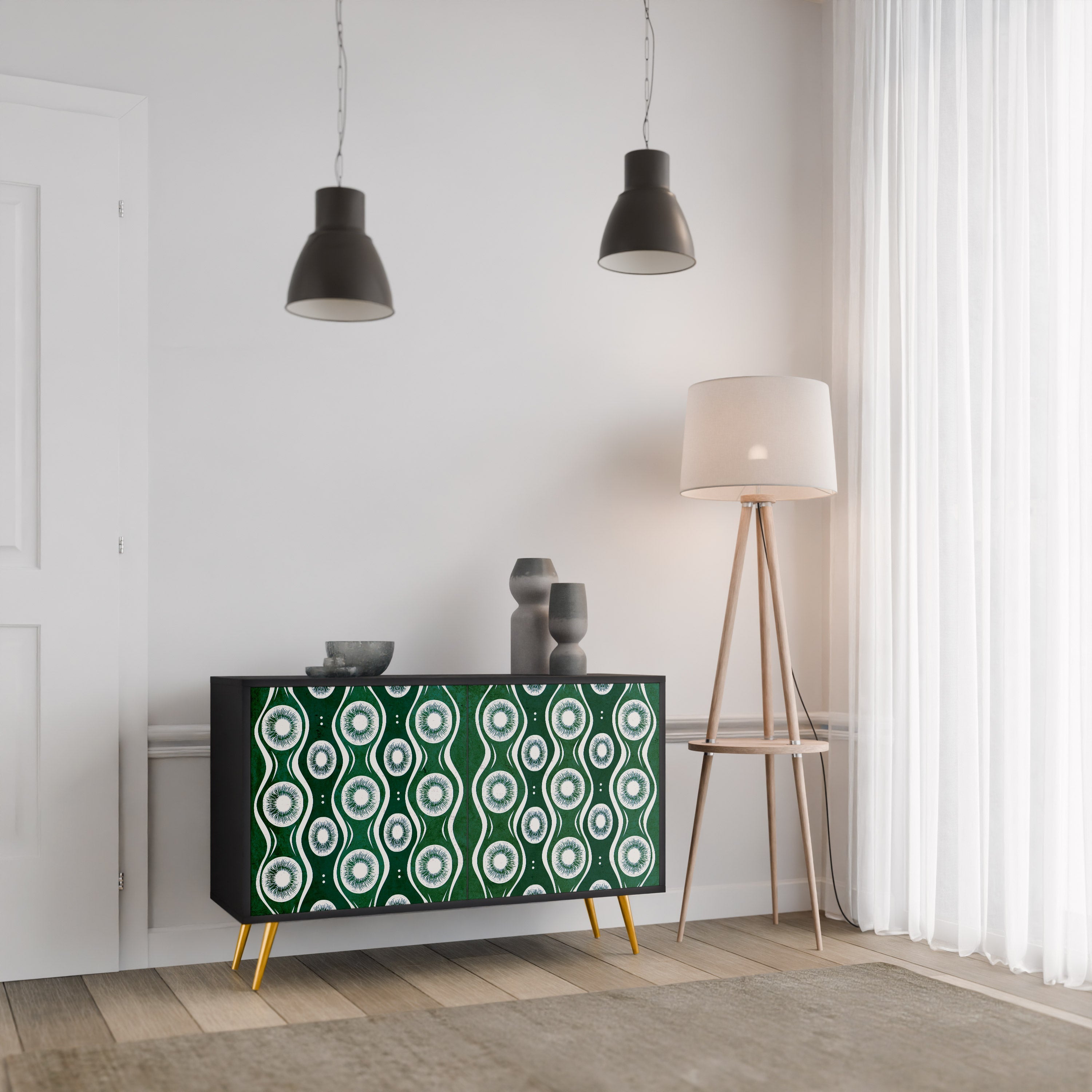 GREEN EYES Sideboard mit 2 Türen in Schwarz