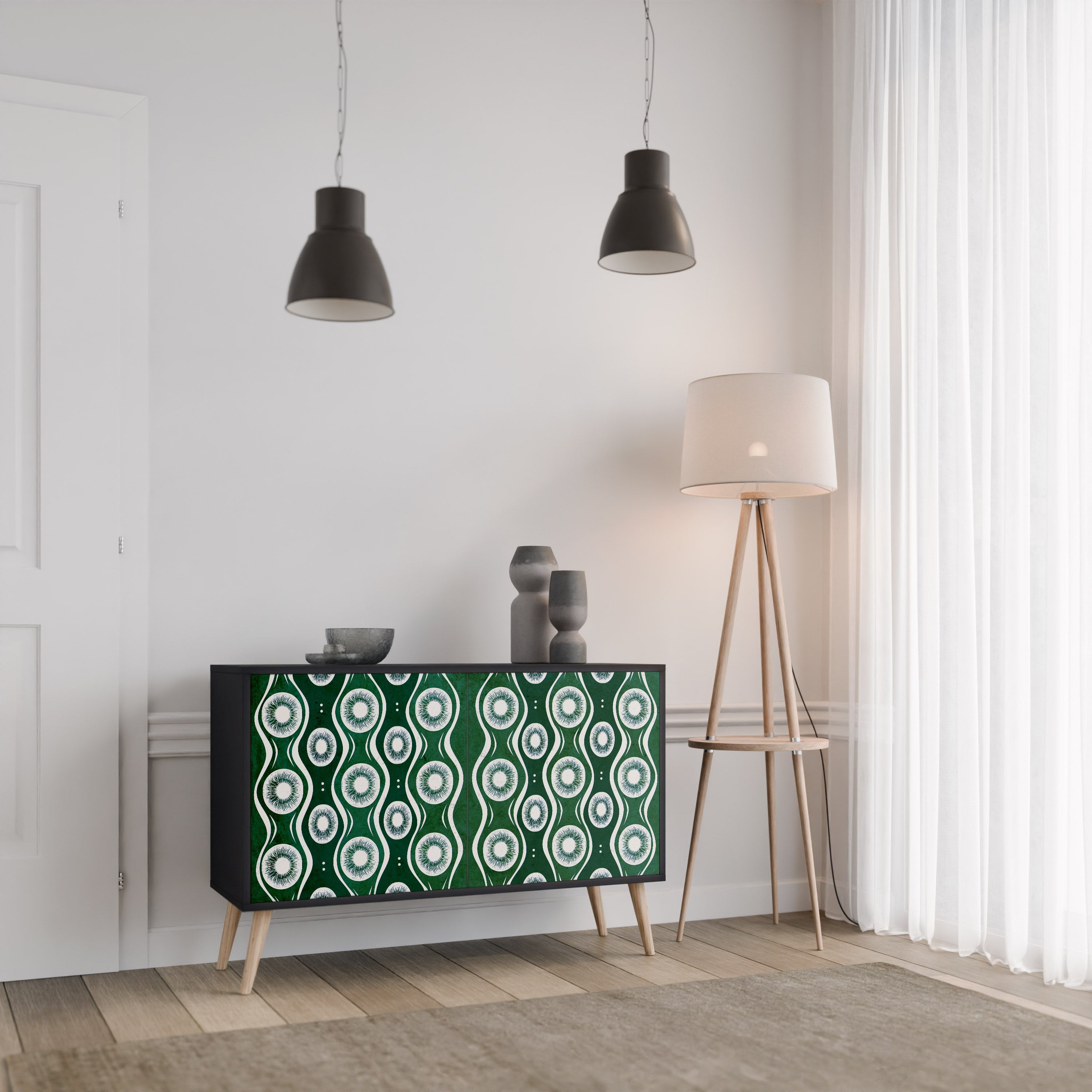 GREEN EYES Sideboard mit 2 Türen in Schwarz