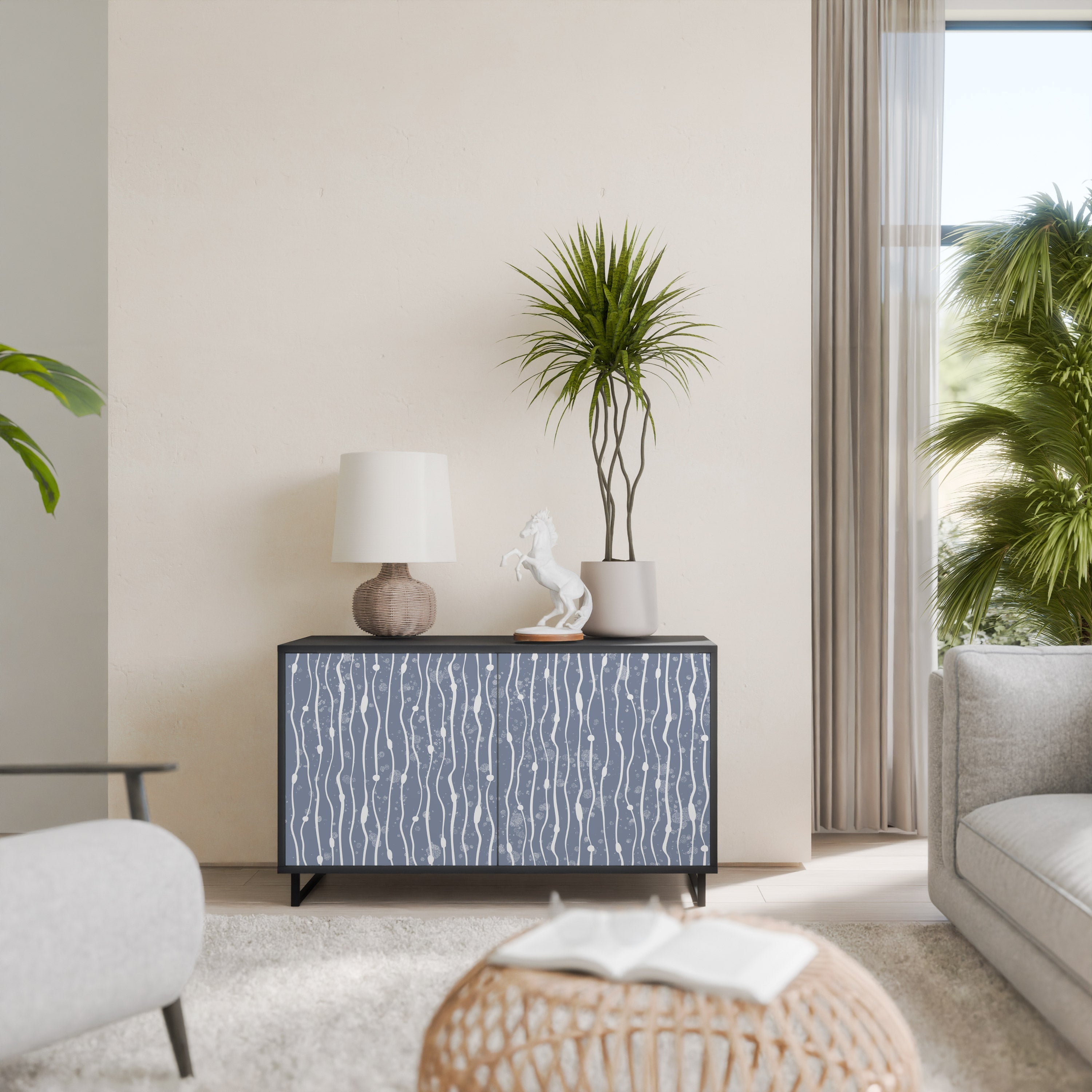 GRAPHITE RAIN 2-Door Sideboard in Black Finish