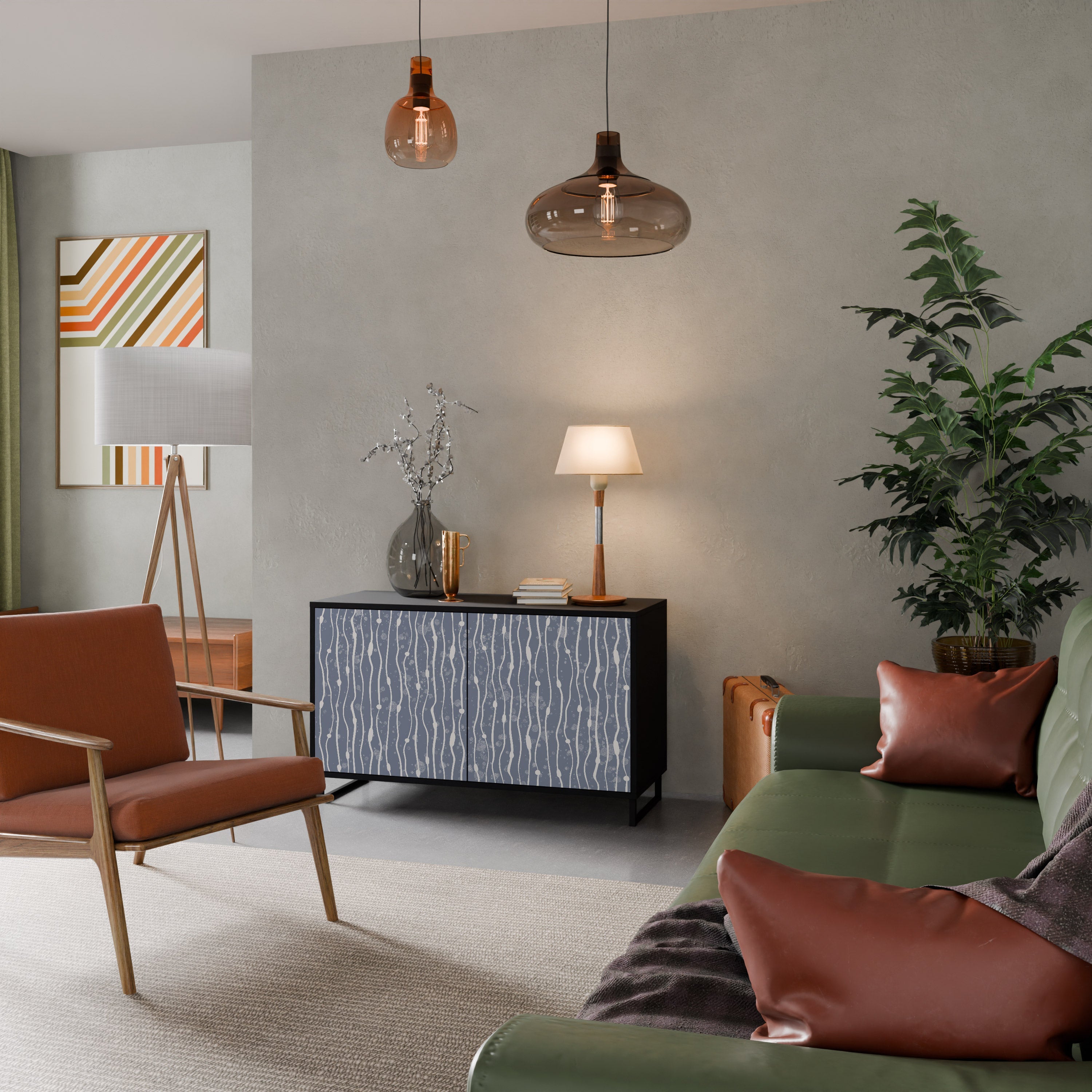 GRAPHITE RAIN 2-Door Sideboard in Black Finish