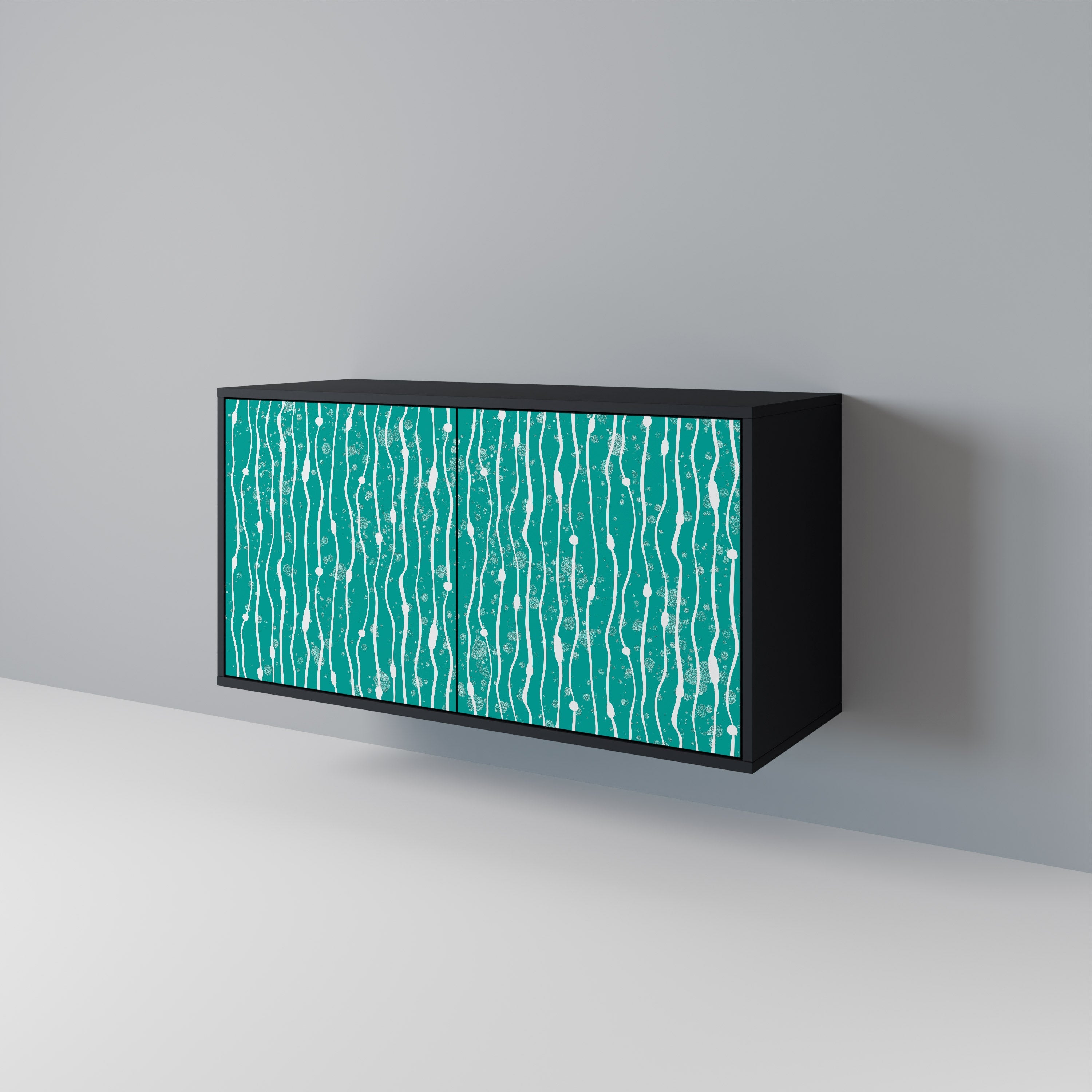 TURQUOISE RAIN Sideboard mit 2 Türen in Schwarz